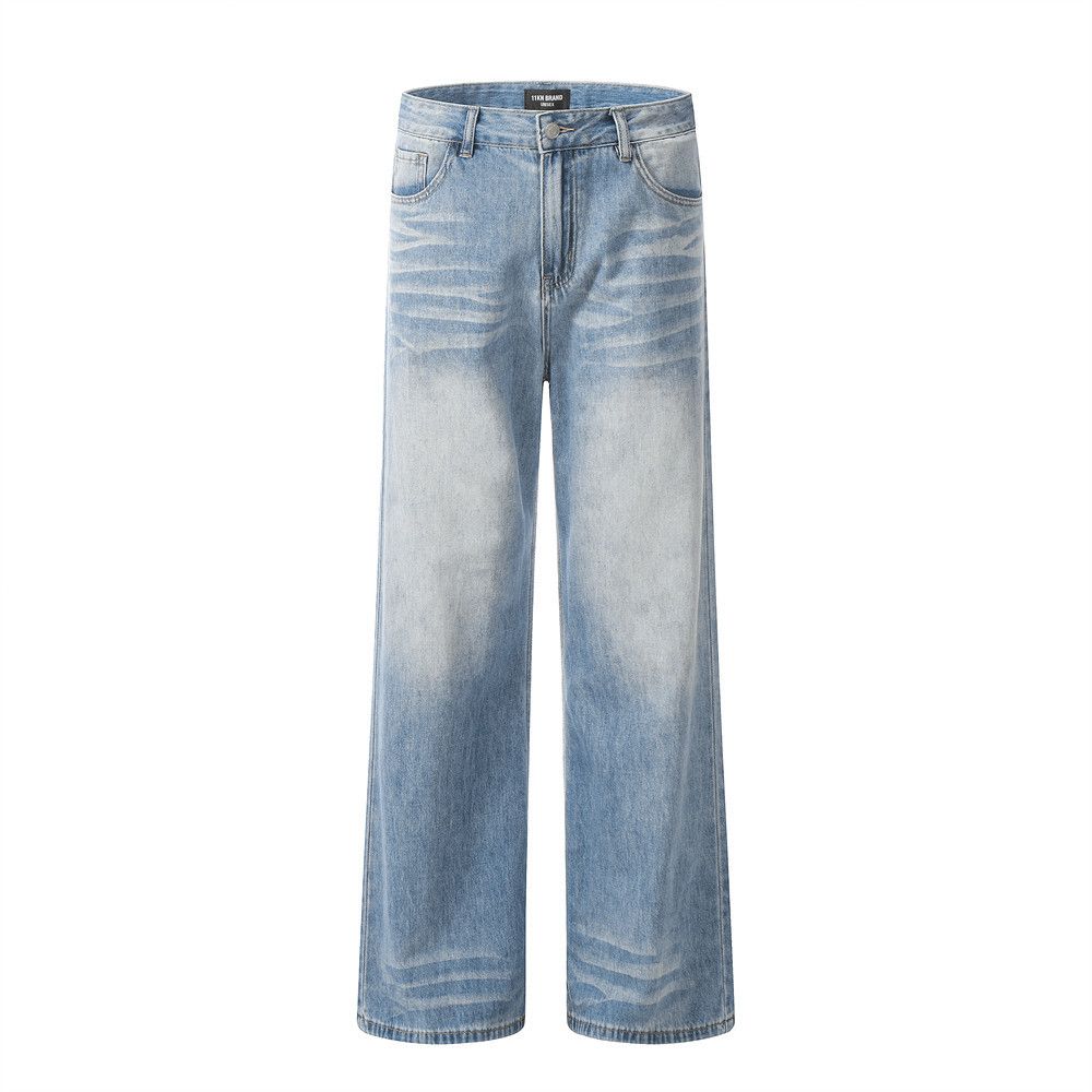 Japanese Brand × Jean Men's American Street Retro Washed Gradient Jeans Size US 34 / EU 50 - 1 Thumbnail