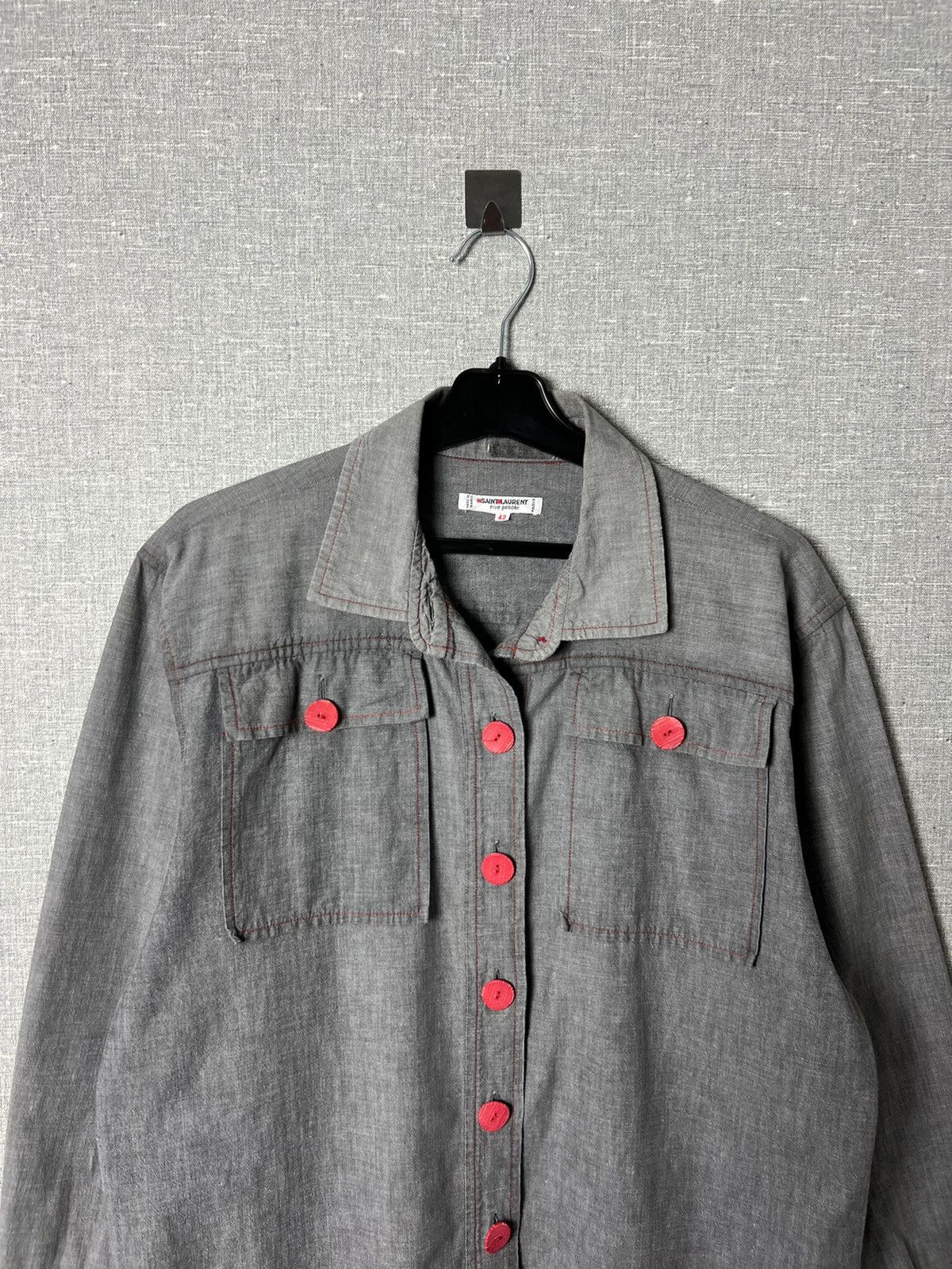 Saint Laurent Paris Archival 70s Rive Gauche YSL Yves Saint Laurent Button Shirt Size M / US 6-8 / IT 42-44 - 2 Thumbnail