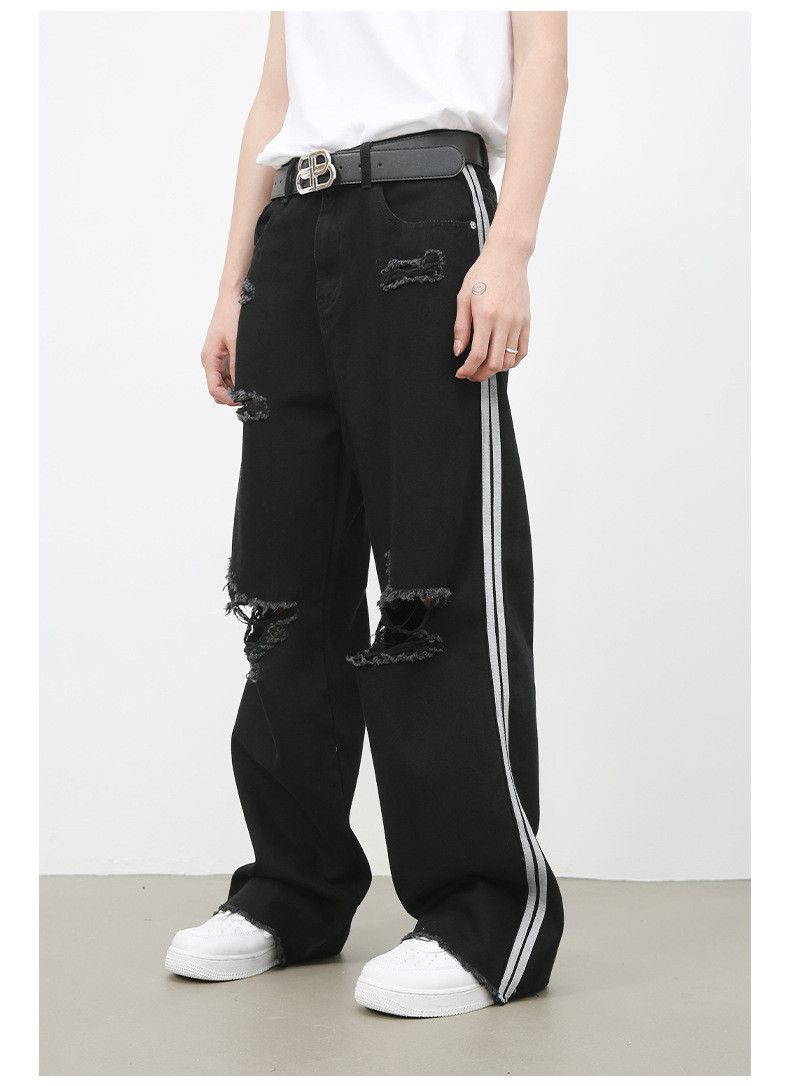Japanese Brand × Jean American retro washed wide-leg black ripped jeans Size US 32 / EU 48 - 7 Thumbnail