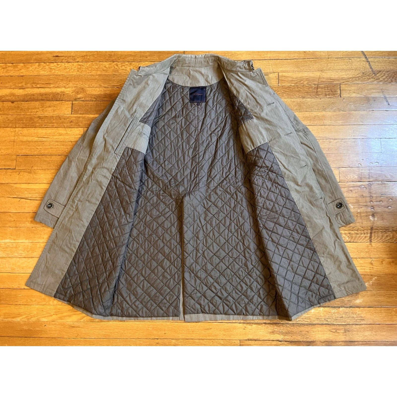 Les Copains Les Copains Trench Coat Men 50 Beige Hidden Placket Mid Length Coat, Quilted Lined, Italy, Designer, Classic, 20th? 50 Size US M / EU 48-50 / 2 - 5 Thumbnail