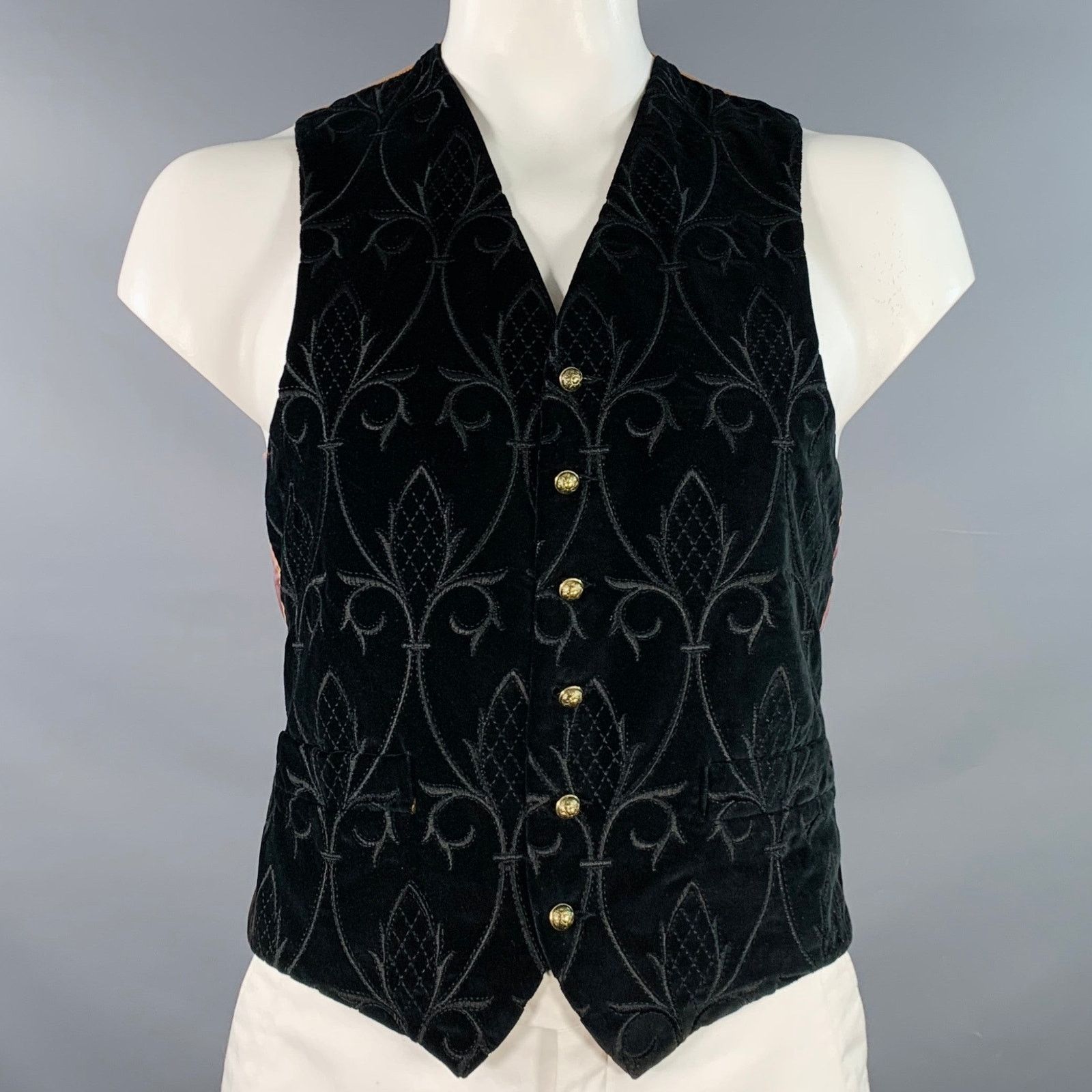 Other FAVOURBROOK 42 Black Gold Embroidery Velvet Button Up Vest Size US L / EU 52-54 / 3 - 1 Thumbnail