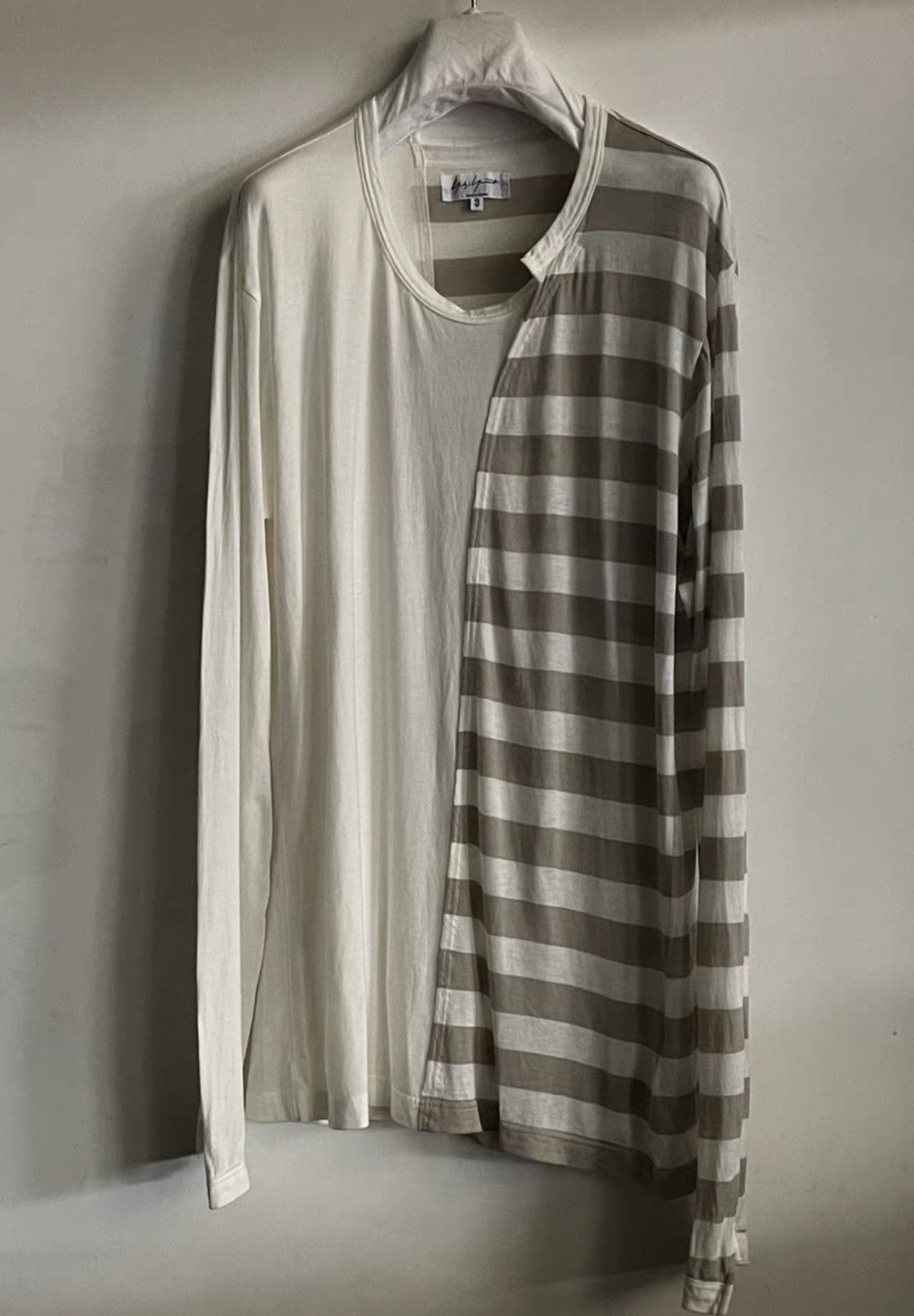 Yohji Yamamoto yohji Yamamoto｜Striped patchwork bottoming shirt Size US L / EU 52-54 / 3 - 1 Thumbnail