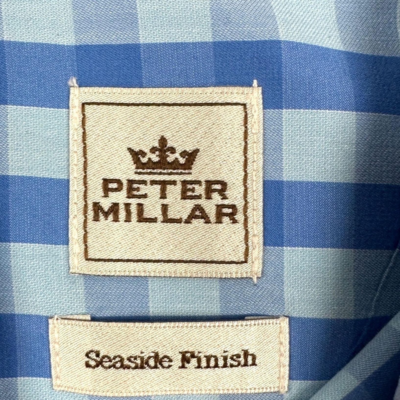 Peter Millar Peter Millar Button-Up Shirt Gingham Blue Seaside Finish Long Sleeve Mens L Large Casual Workwear Preppy Button-Down Collared Size US L / EU 52-54 / 3 - 4 Thumbnail