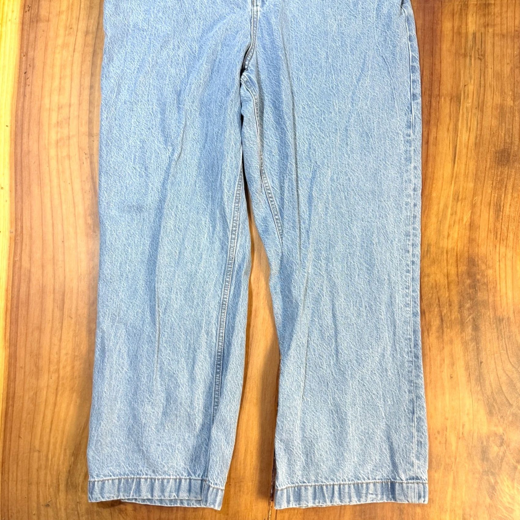 Vintage Abercrombie & Fitch Jumpsuit Women's XL Denim One-Piece Zip Straight Leg Tie Waist P15 Casual Bohemian Knit Cotton Blend Inseam 30" Size 40" / US 18 - 4 Thumbnail