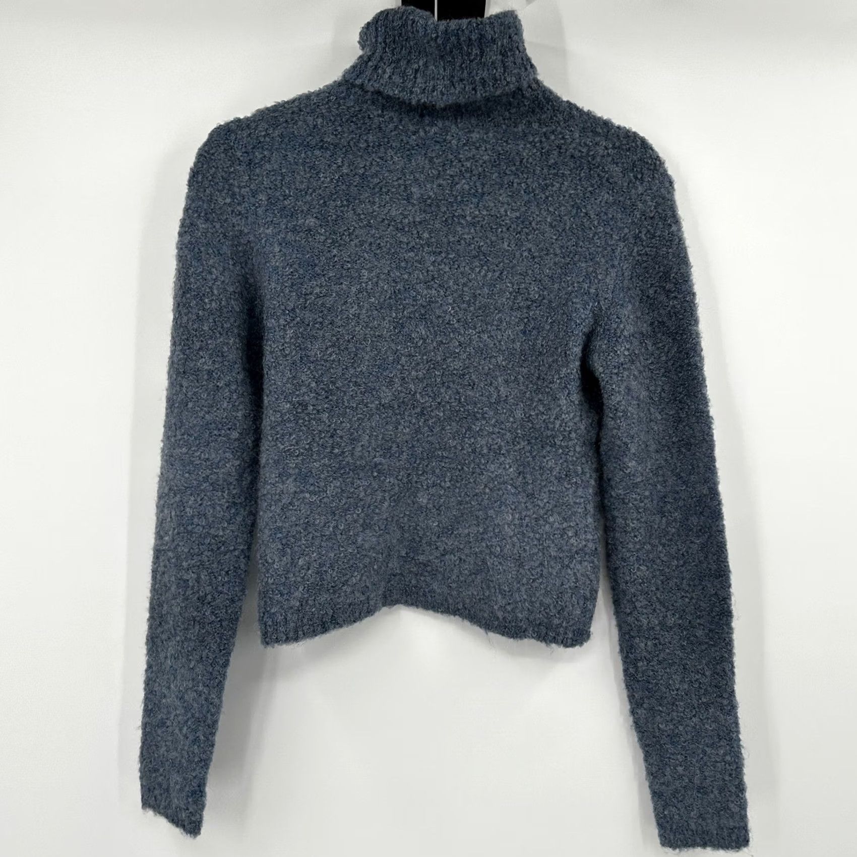 Club Monaco VINTAGE Club Monaco Blue Textured Cropped Turtleneck Sweater Womens XS Wool Mohair Size XS / US 0-2 / IT 36-38 - 5 Thumbnail