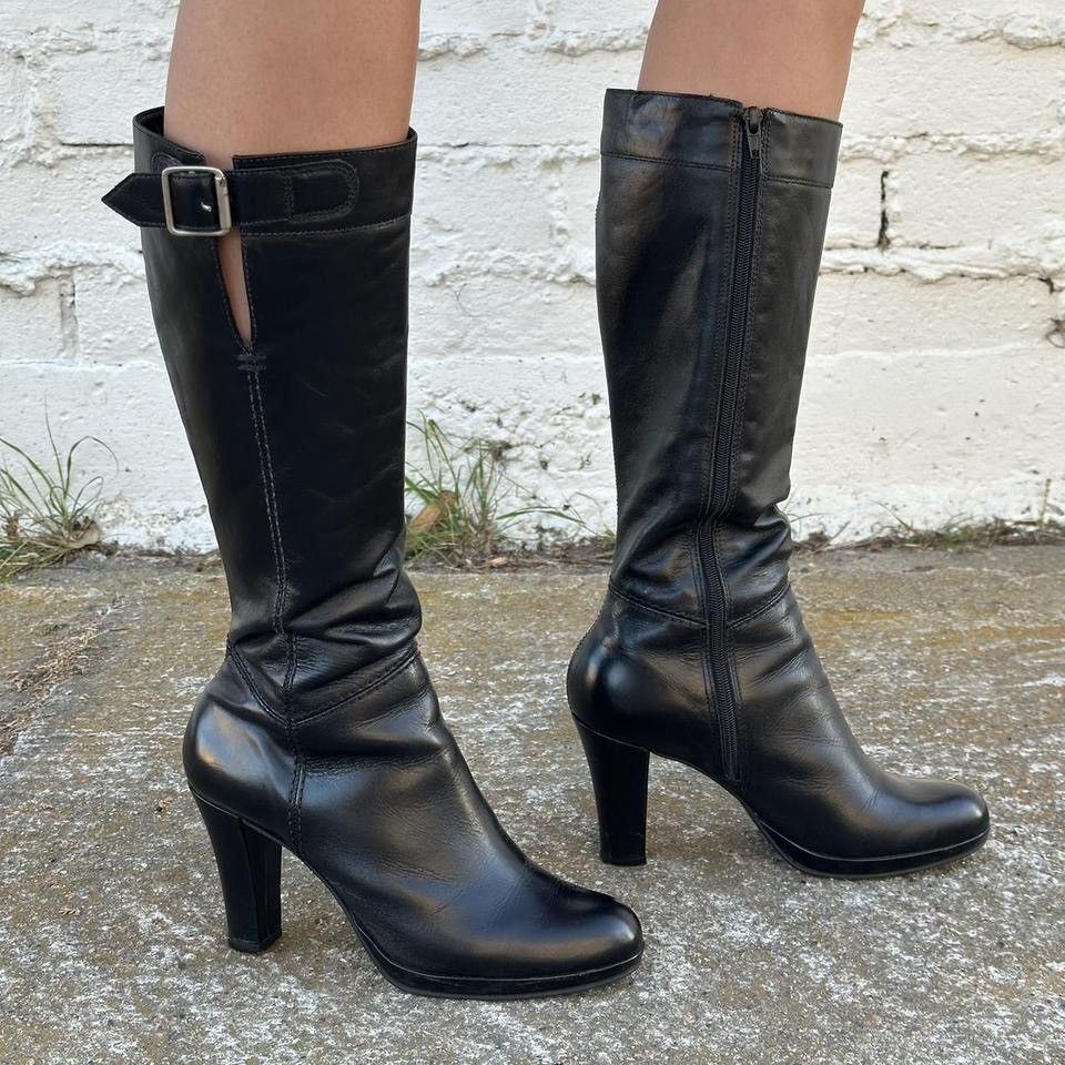 Steve Madden Black Leather Heeled Boots