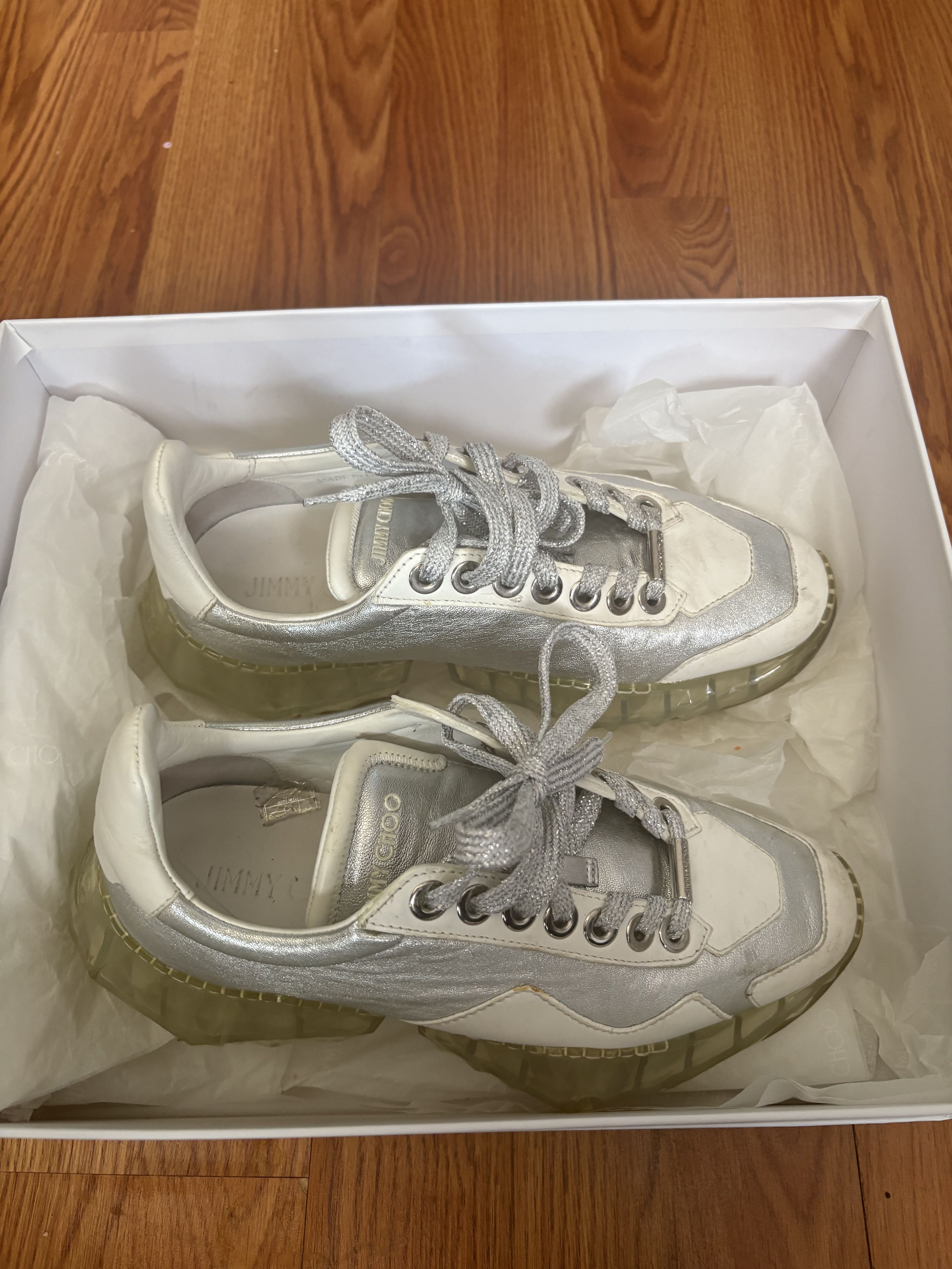 Jimmy Choo Jimmy Choo silver sneakers Size US 7.5 / IT 37.5 - 7 Thumbnail