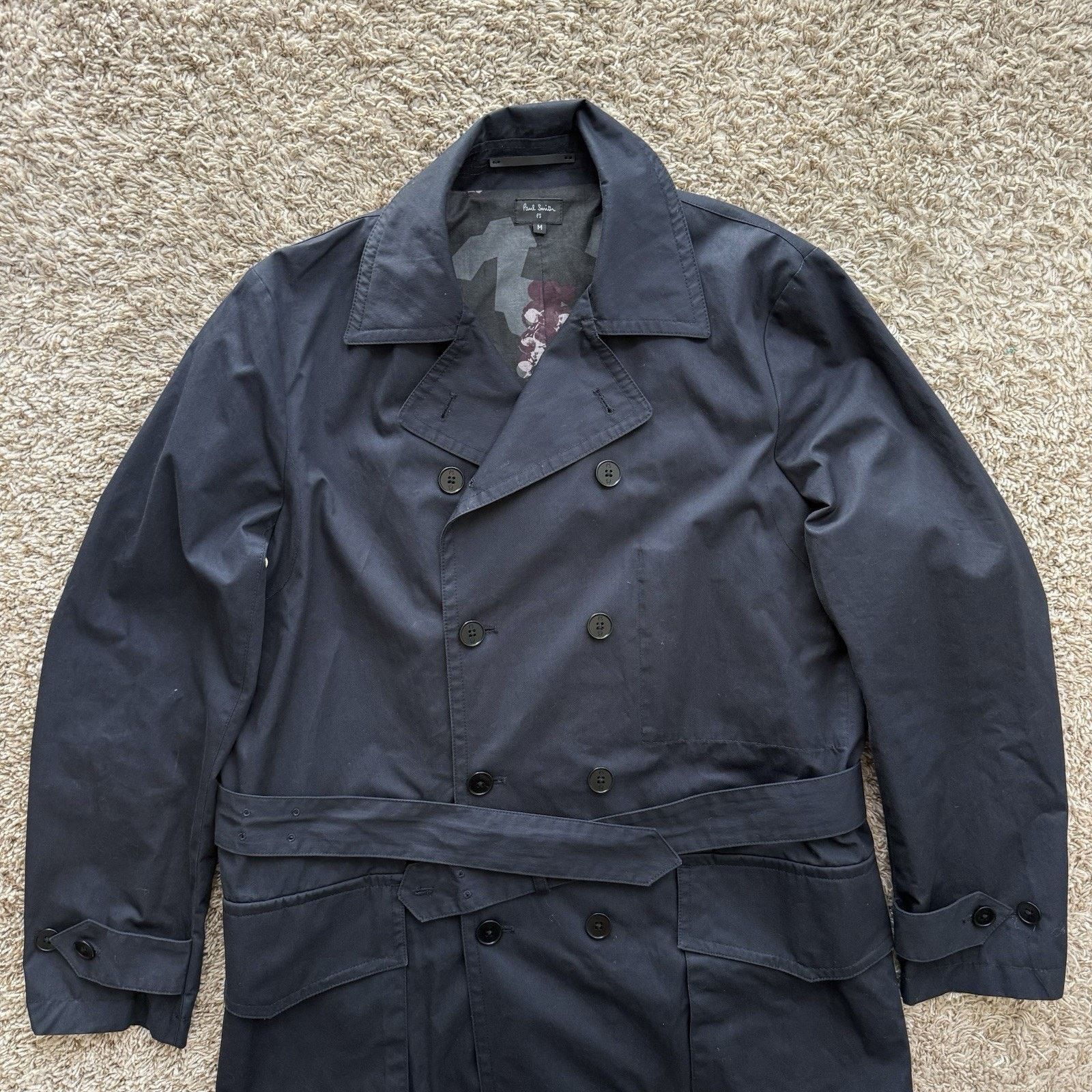 Paul Smith Paul Smith London Trench Coat Navy Belted Double Breasted Size US M / EU 48-50 / 2 - 11 Thumbnail
