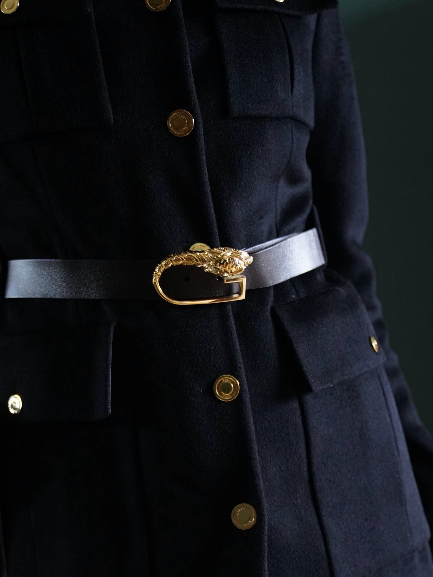 Gucci Gucci 2000FW Cashmere Lambskin Coat Black Gold Belt Size XS / US 0-2 / IT 36-38 - 5 Thumbnail