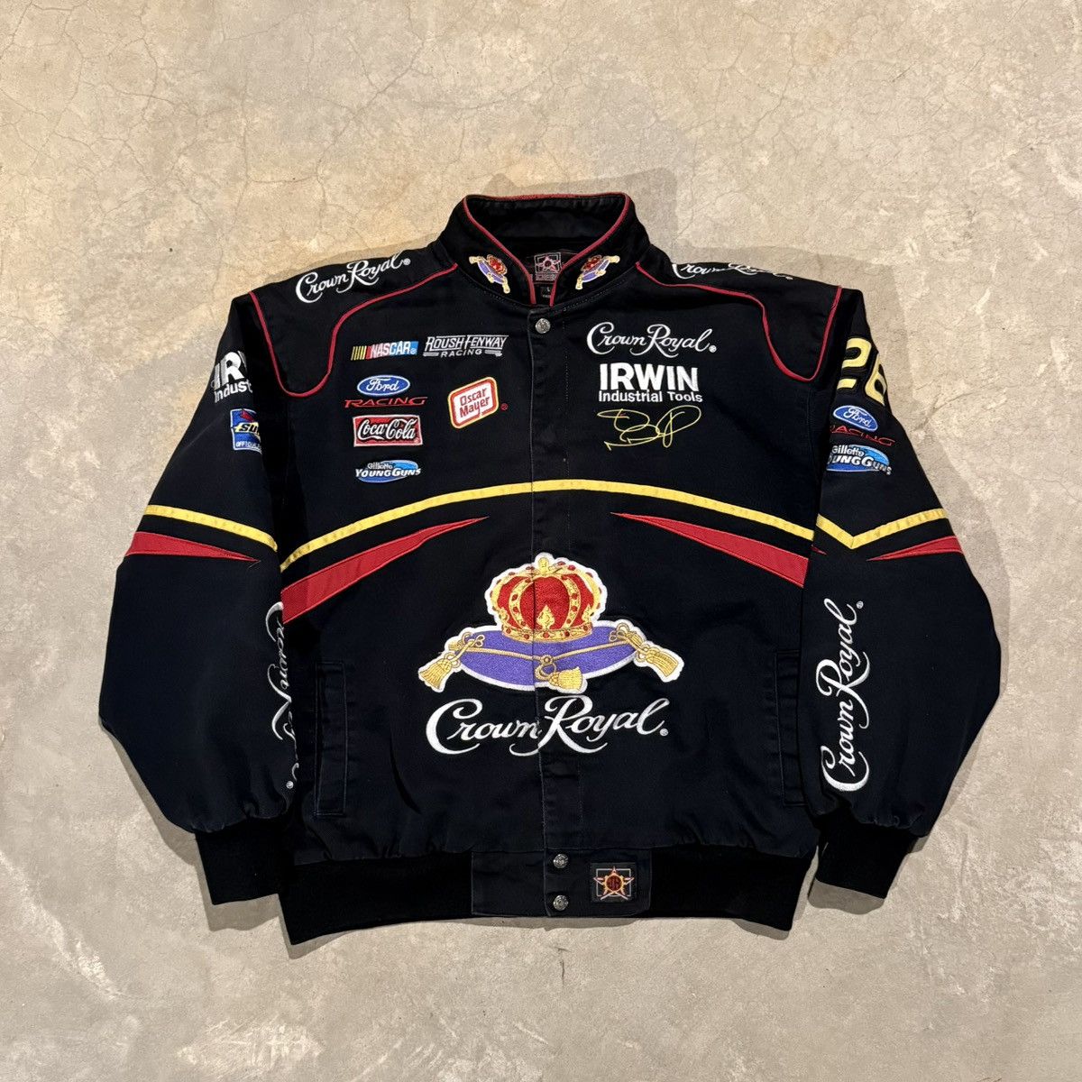 JH Design Vtg 2000s JH Design Crown Royal NASCAR Racing Jacket Roush ...