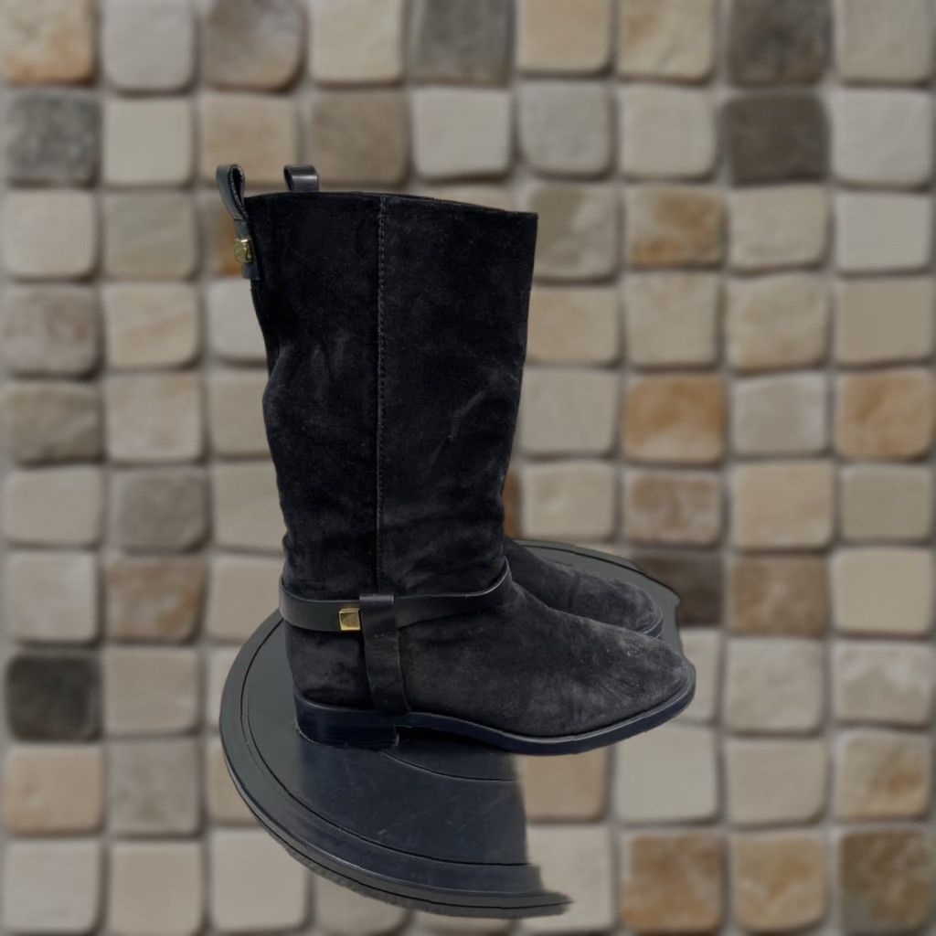 Stuart Weitzman Stuart Weitzman Casey Boot Women Mid-Calf Black Suede Pull On Riding Boot W Cas e y (8) - Size 8 Wide, Black, Suede, Riding, Mid-Calf, Casey, Women Size US 8 / IT 38 - 1 Thumbnail