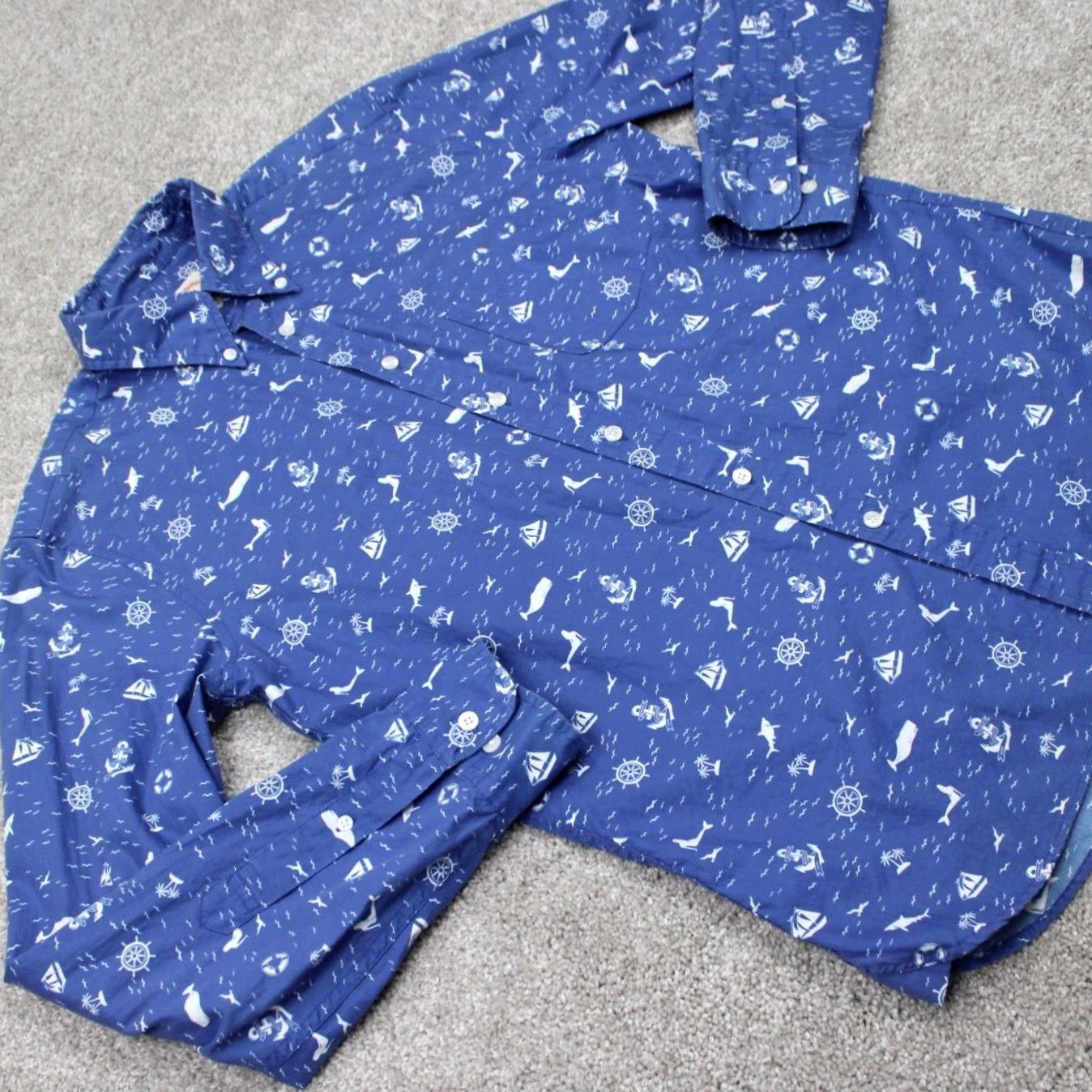 Brooks Brothers Brooks Brothers Fleece AOP Shirt Mens Medium Blue All Over Print Size US M / EU 48-50 / 2 - 6 Thumbnail