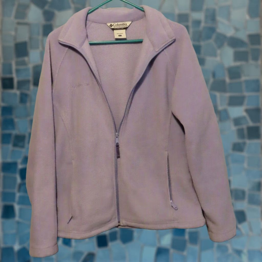 Vintage Columbia Jacket Women L Full Zip Purple Lavender Fleece Zip Up 2 Front Pockets RN 69724 Size L / US 10 / IT 46 - 1 Thumbnail