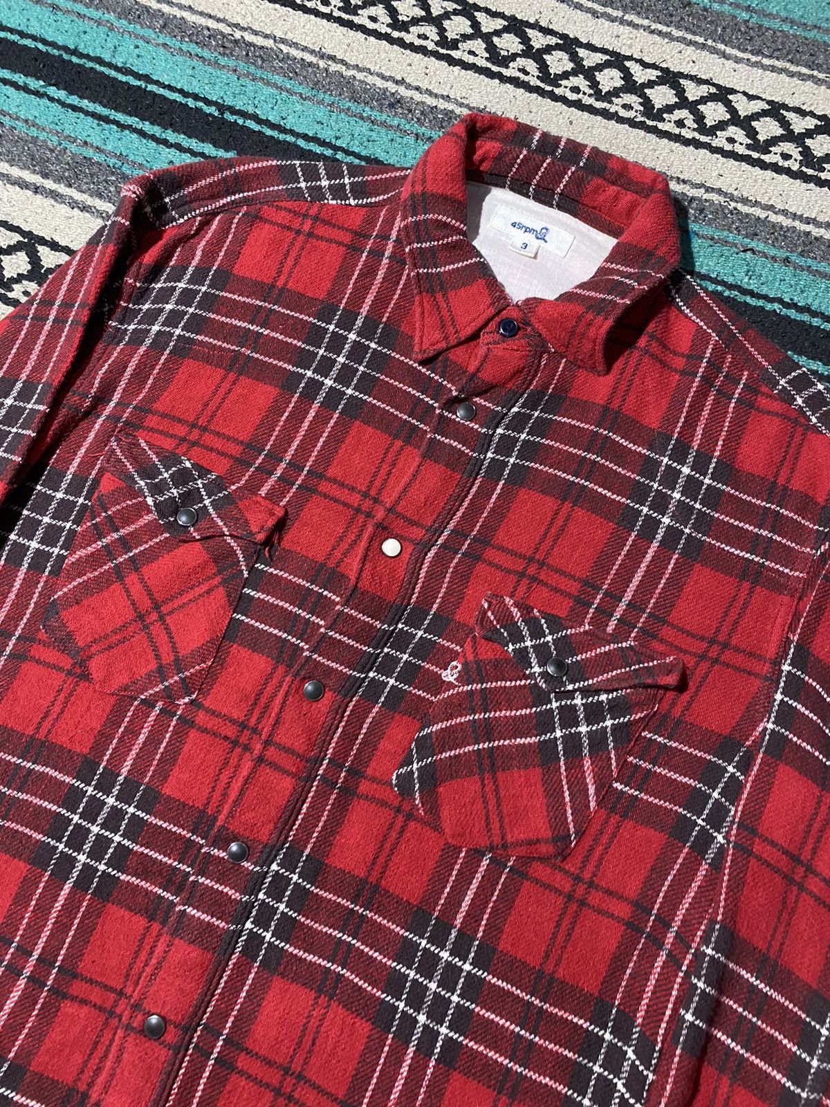 45rpm 45rpm 🇯🇵 Turquoise Snap Button Flannel Cotton Shirt Size US L / EU 52-54 / 3 - 2 Thumbnail