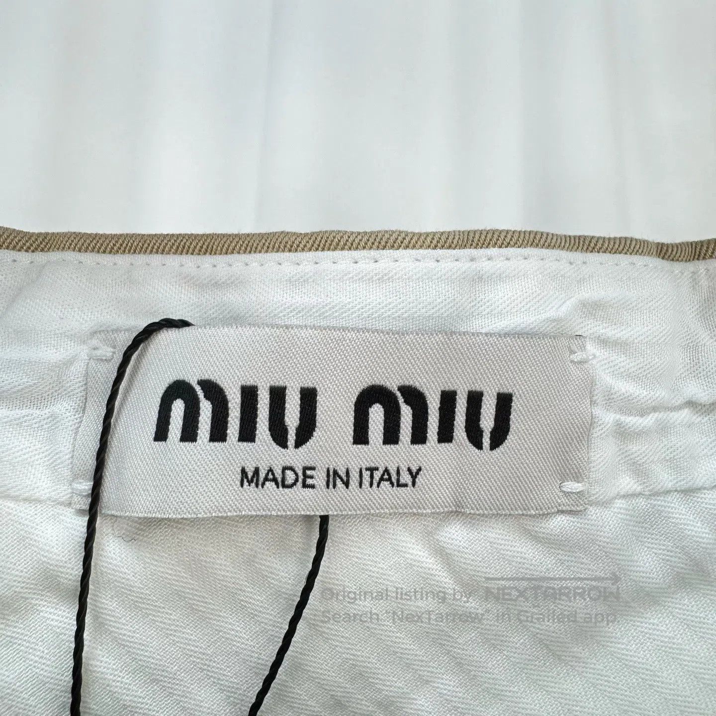 Miu Miu Miu Miu New Arrival Khaki Embroidered Patch Letter Shorts| Size 37" - 6 Thumbnail