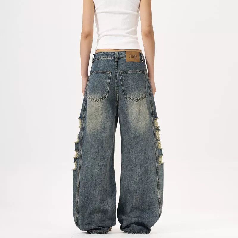Japanese Brand × Jean American high street washed retro ripped scimitar jeans Size US 32 / EU 48 - 4 Thumbnail
