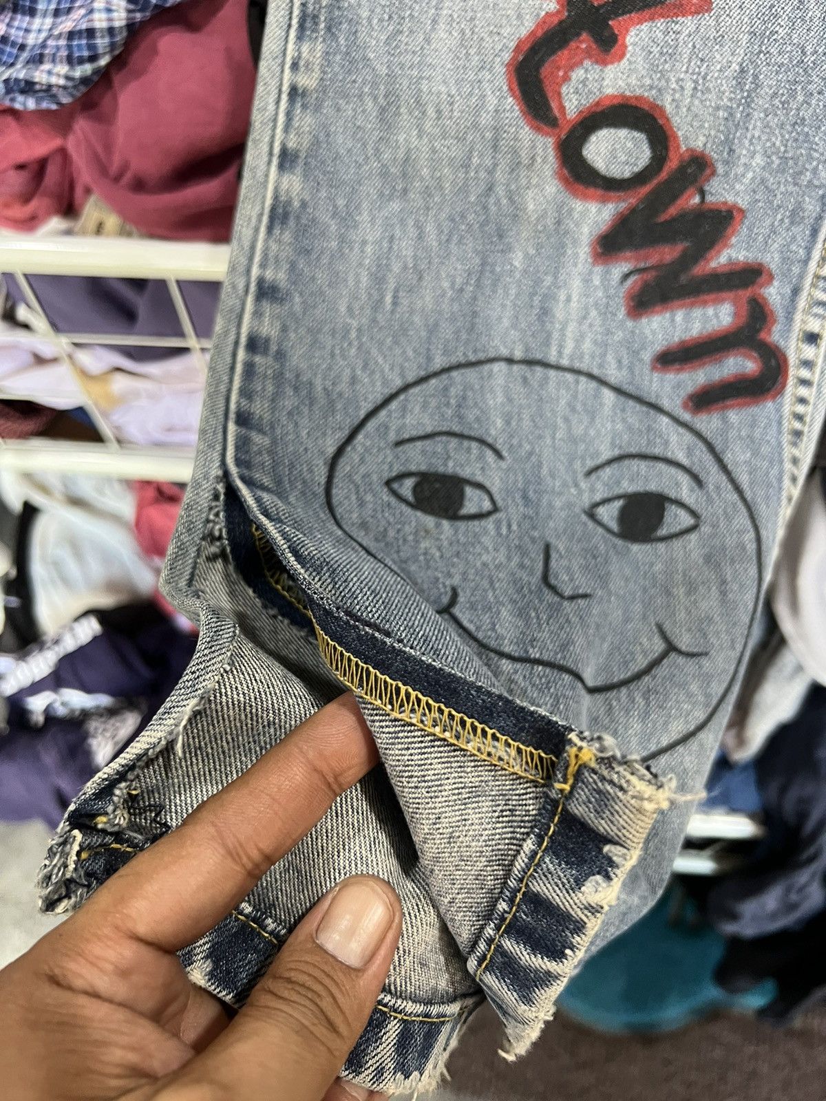 Lee 🔥Rare Vintage Lee Sketch Denim Size US 31 - 13 Thumbnail