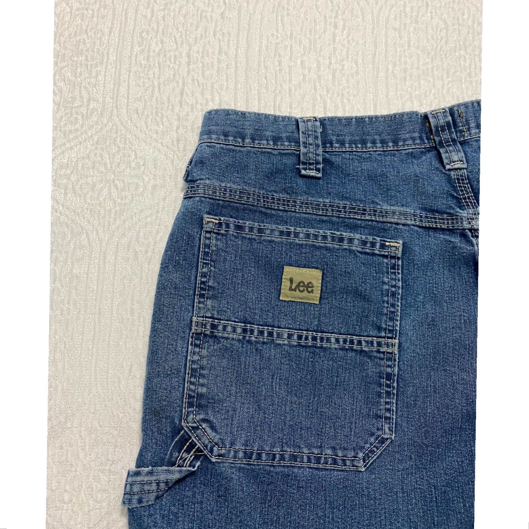 Lee Lee Carpenter Jeans Men 38x30 Denim Distressed Carpenter Workwear Blue Relaxed Straight Wide Leg Jeans Roundup Size US 38 / EU 54 - 6 Thumbnail