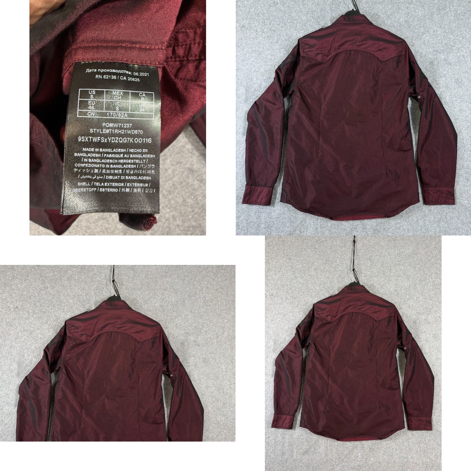 Guess GUESS Iridescent Shirt Mens S Maroon Red Long Sleeve Shoulder Epaulets Button Up Pockets 90s Size US S / EU 44-46 / 1 - 8 Thumbnail