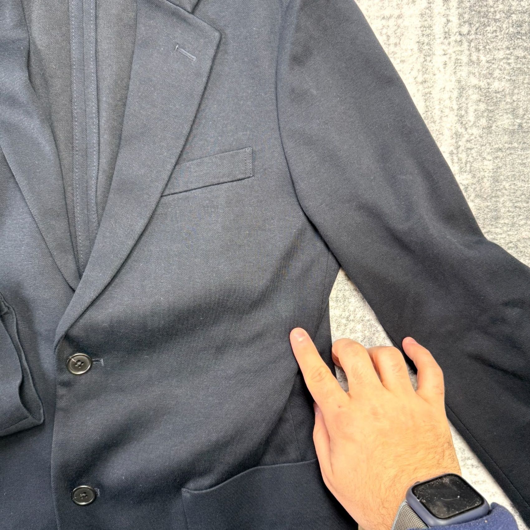 Uniqlo Uniqlo Blazer Shirt Mens Small Navy Cotton Polyester Notch Lapel Two-Button Front 3-Button Sleeve Regular Size 36R - 3 Thumbnail