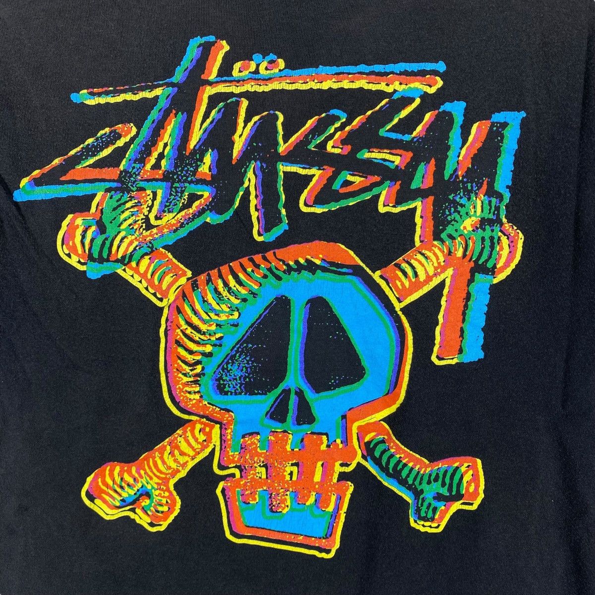 Stussy × Vintage Vintage 00's STUSSY Skull Logo Psychedelic Graphic Tee Shirt Size US S / EU 44-46 / 1 - 2 Thumbnail