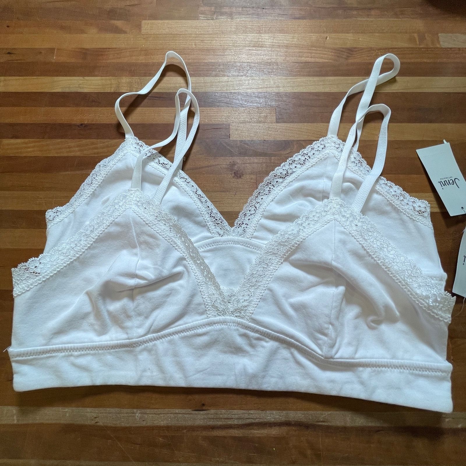 NO ID Jenni on Repeat Wide Lace Bralette, set of 2 white XL Size ONE SIZE - 2 Thumbnail
