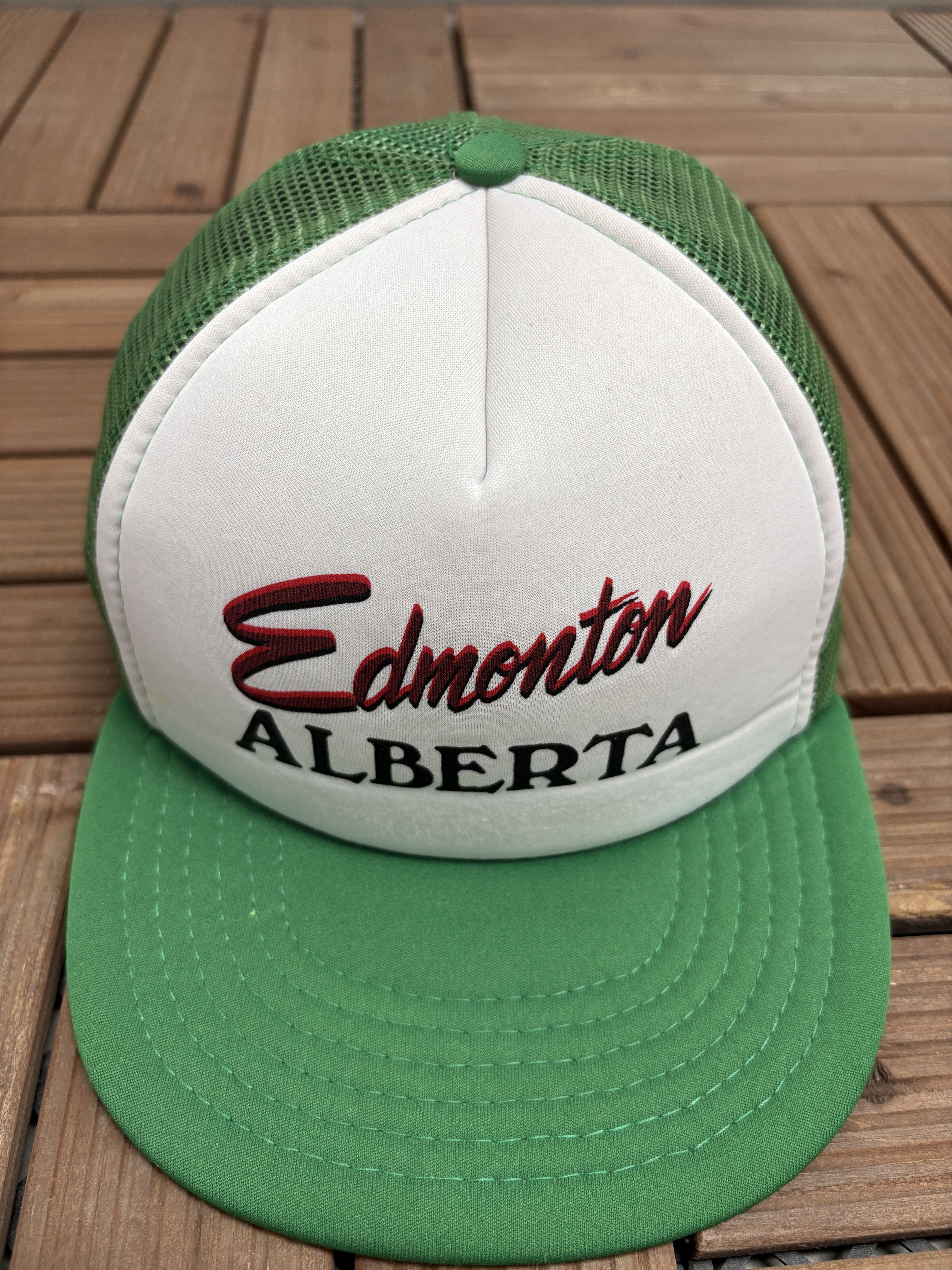 Vintage Edmonton, Alberta Vintage White Trucker Snap Back Hat Cap Size ONE SIZE - 3 Thumbnail