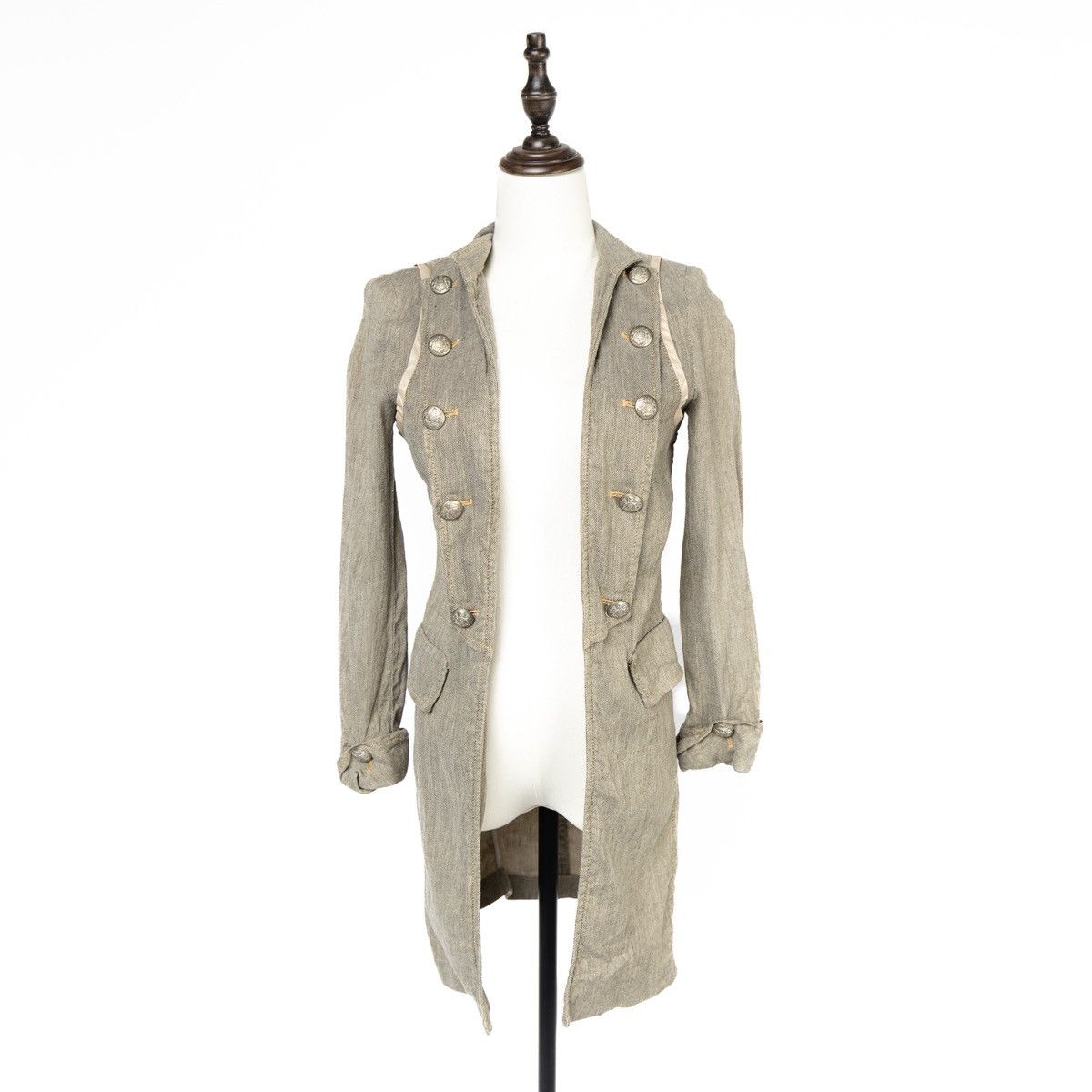 Benetton Benetton Vintage Y2K Womens Beige Linen Viscose Long Jacket Size S / US 4 / IT 40 - 1 Thumbnail
