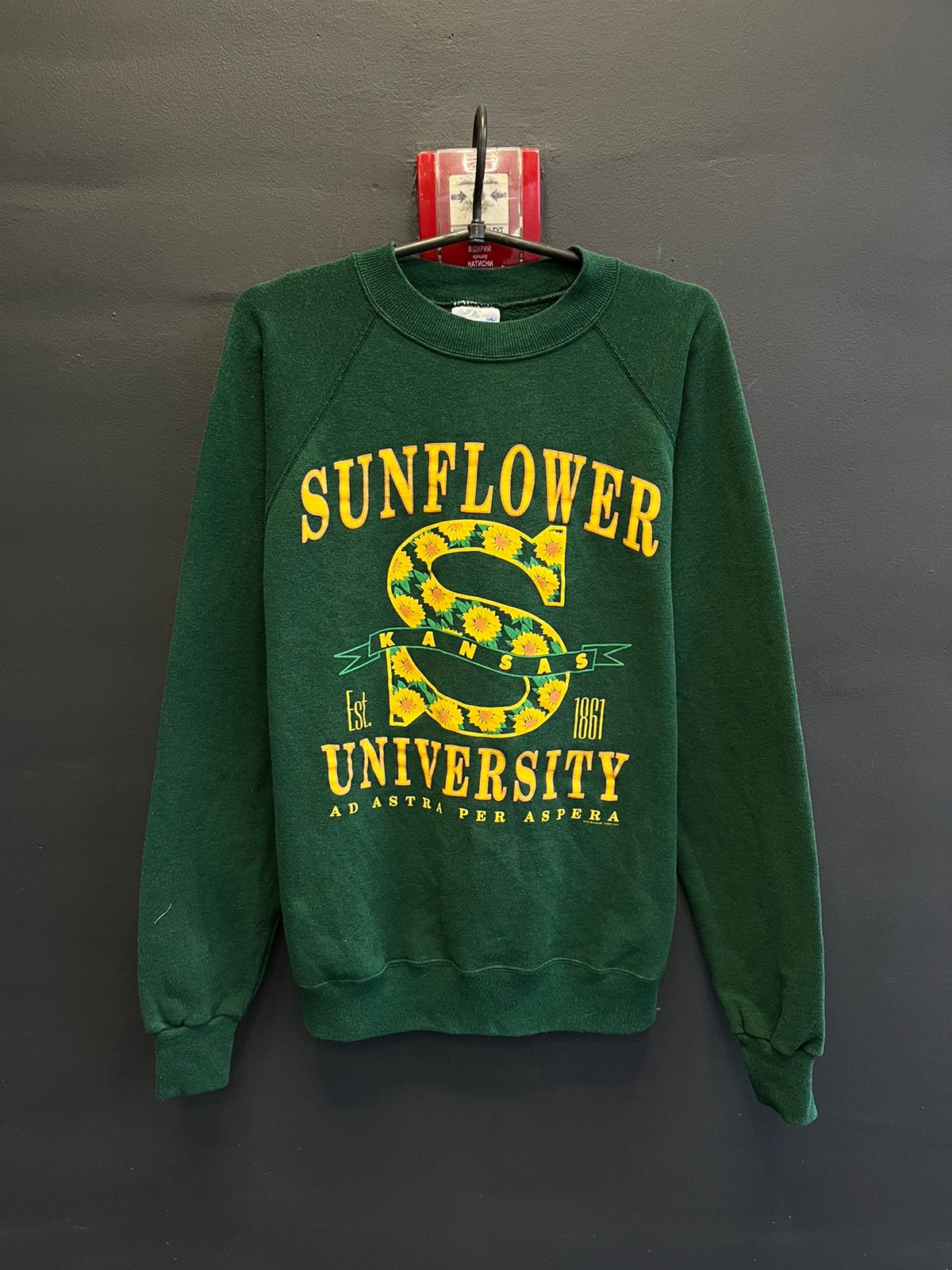 Pre-owned Vintage Y2k Sunflower University Made In Usa Sweatshirt In Green