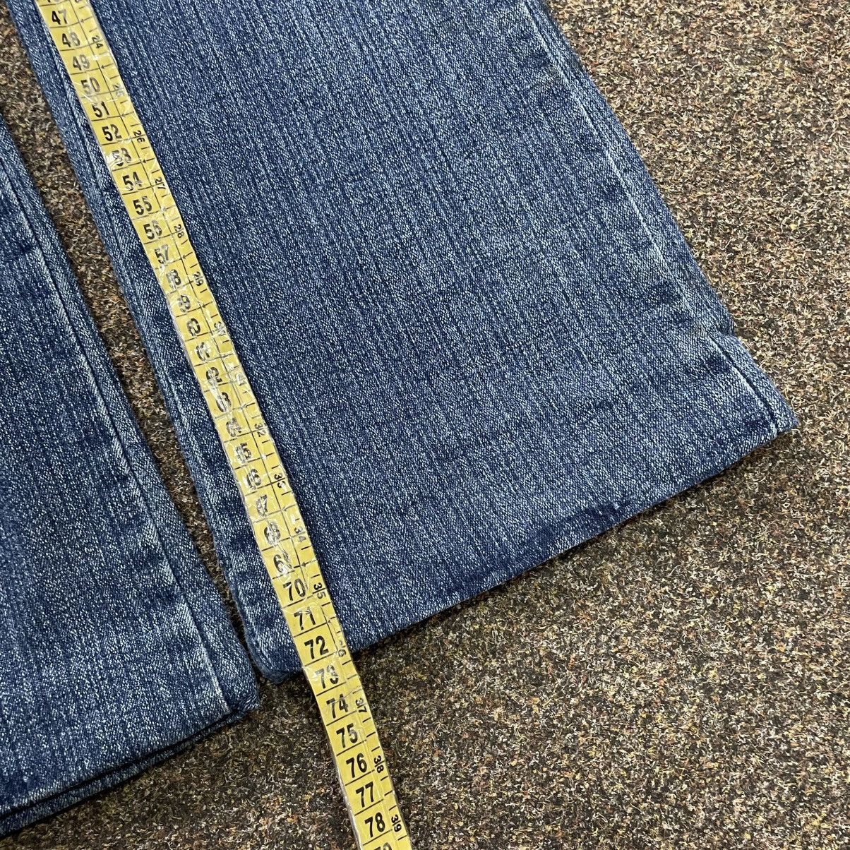 Vintage Y2K Distressed Flared Wide Leg Jeans Baggy Skate Grunge Logo Size 32" / US 10 / IT 46 - 7 Thumbnail