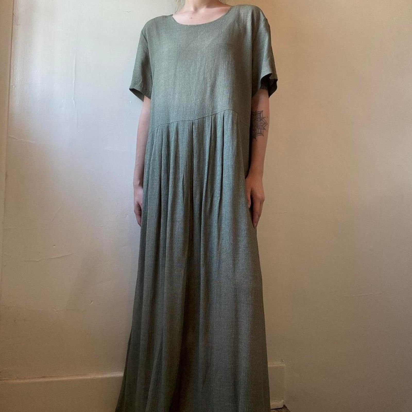 Vintage Vintage En Focus Studio Green Maxi Dress 16 90s Cottagecore Size XXL / US 16-18 / IT 52-54 - 2 Thumbnail