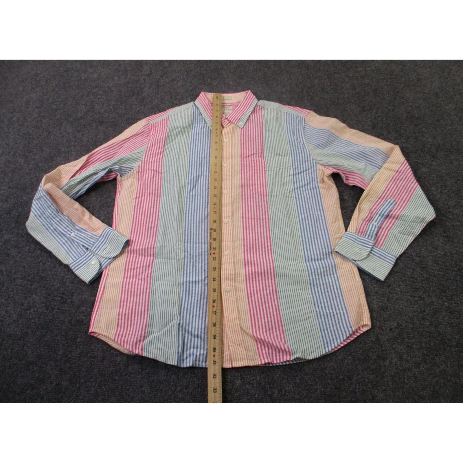 J.Crew J.CREW Shirt Men L Colorful Striped Seersucker Slim Business Golf Preppy Beach Size US L / EU 52-54 / 3 - 3 Thumbnail
