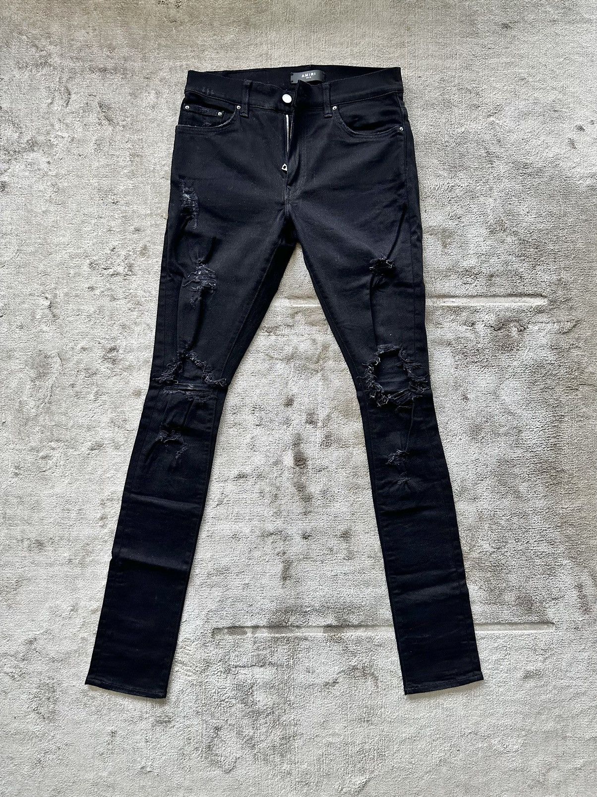 image of Amiri Waxed Thrasher Jeans in Black, Men's (Size 30)