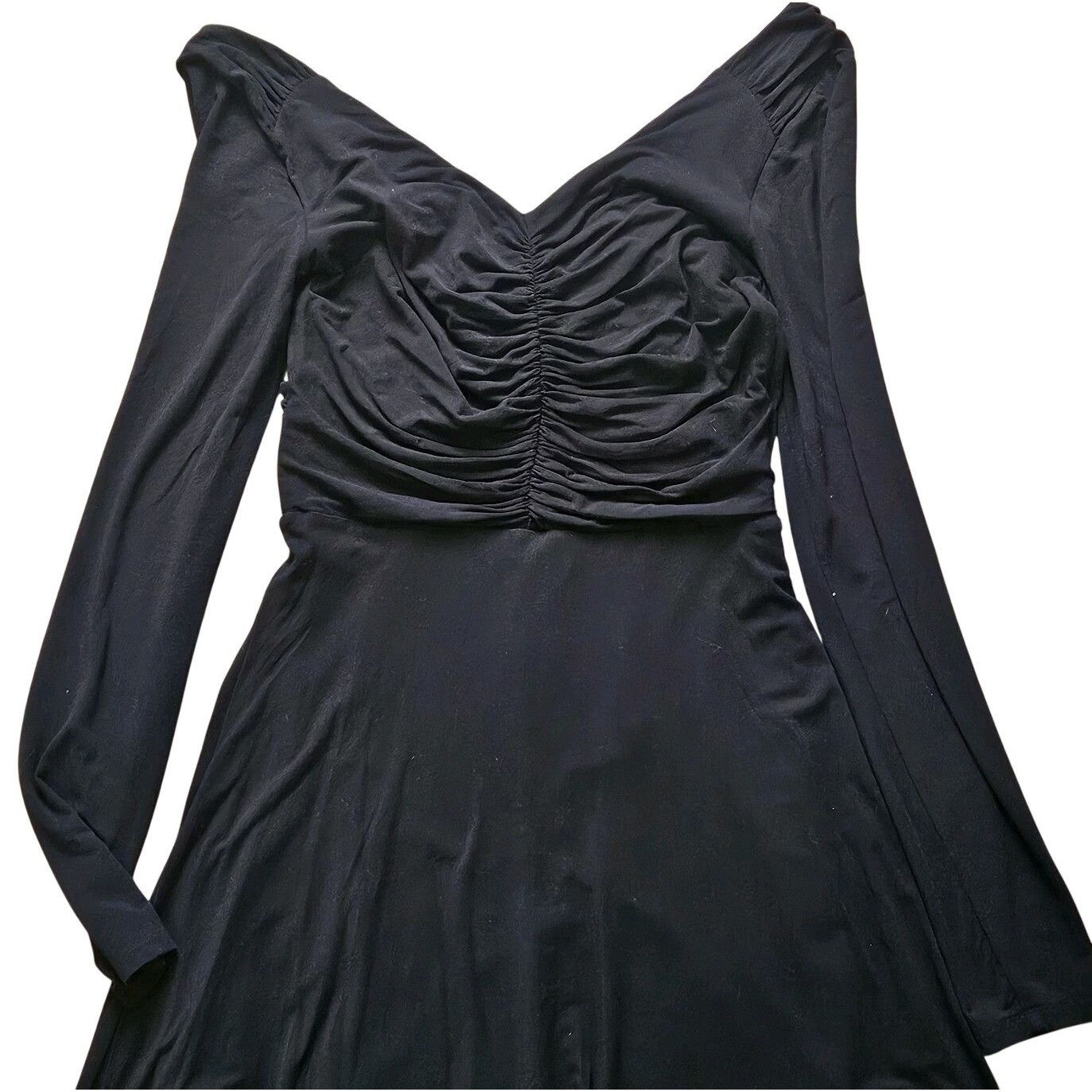 Boden Boden Black V-Neck Wrap-Style Ruched Fit Flare Stretch Jerse Size XS / US 0-2 / IT 36-38 - 3 Thumbnail