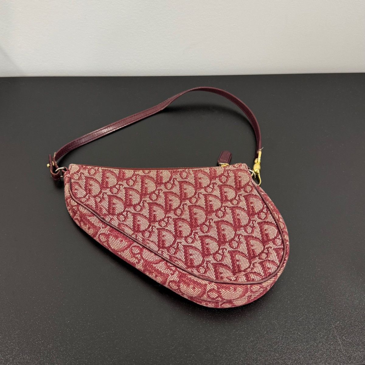 Dior Burgundy Mini Saddle Shoulder Bag in Red, Women's