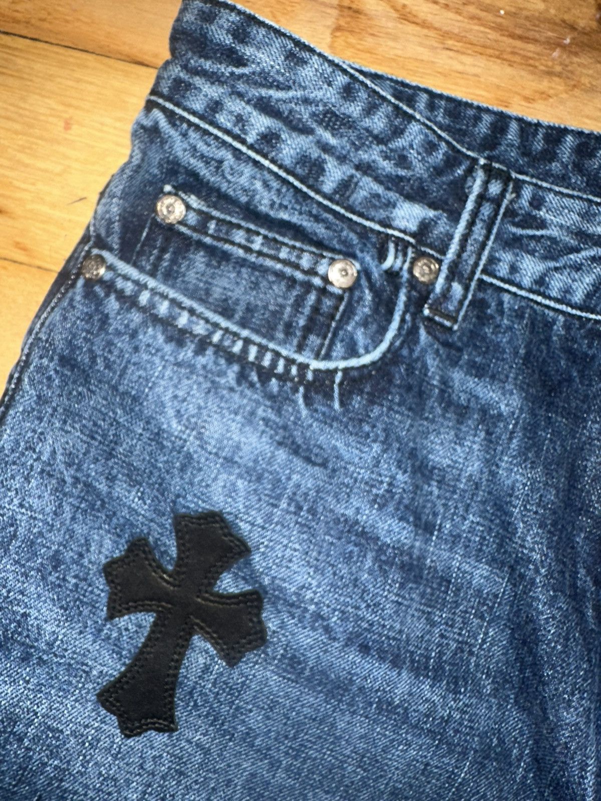 Chrome Hearts Chrome Hearts Cross Patch Denim Shorts – Brand New Size US 28 / EU 44 - 3 Thumbnail