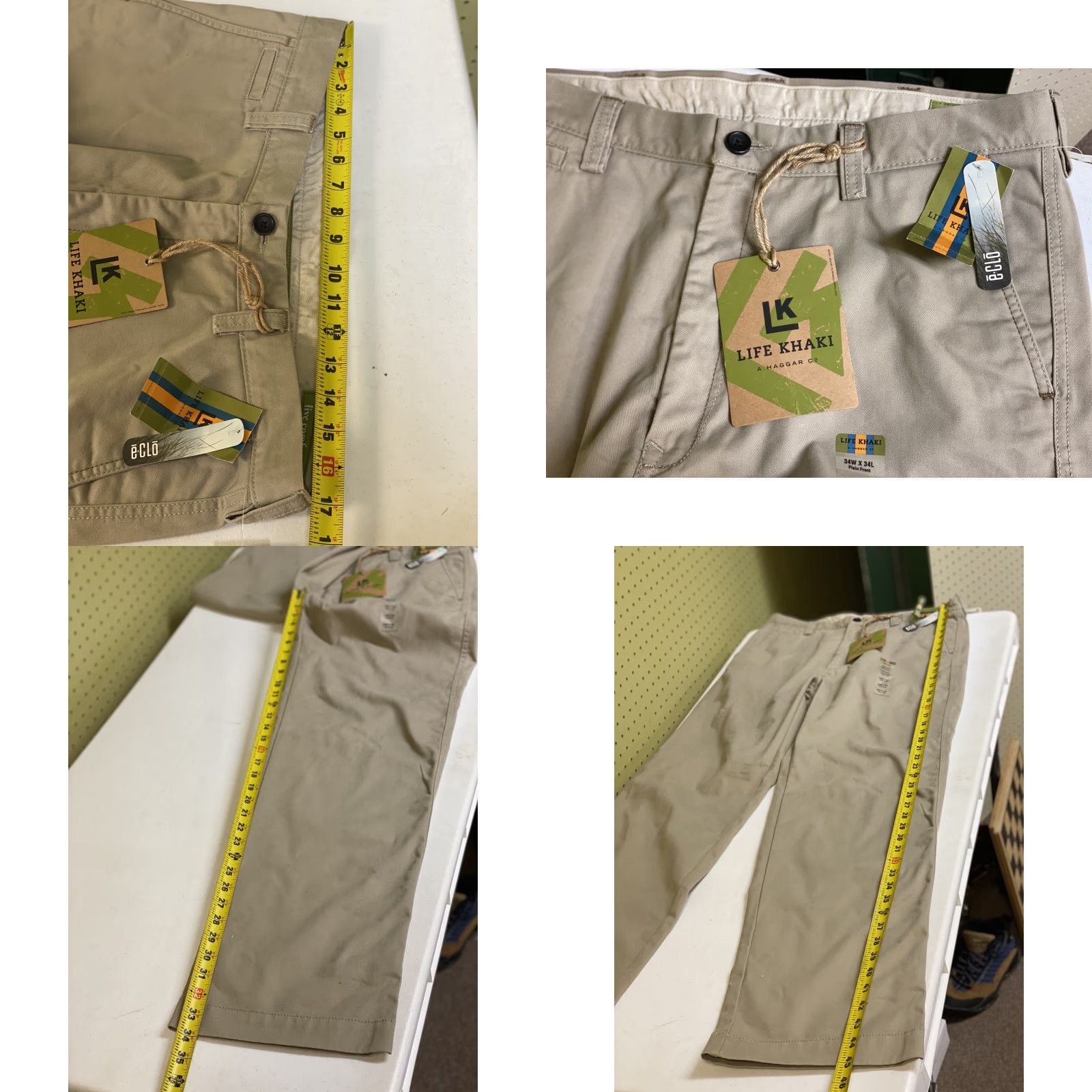 Haggar Haggar Khaki Pants Mens 34x34 Relaxed Straight Flat Front Cotton Blend Brown 34 Inseam Style Khaki Size US 34 / EU 50 - 8 Thumbnail