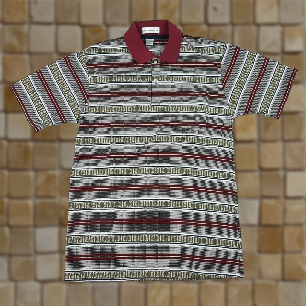 Vintage VINTAGE MunsingWear Polo Shirt Mens 90s Red Striped Short Sleeve Golf Tennis Surf (Size M) Size US M / EU 48-50 / 2 - 1 Thumbnail