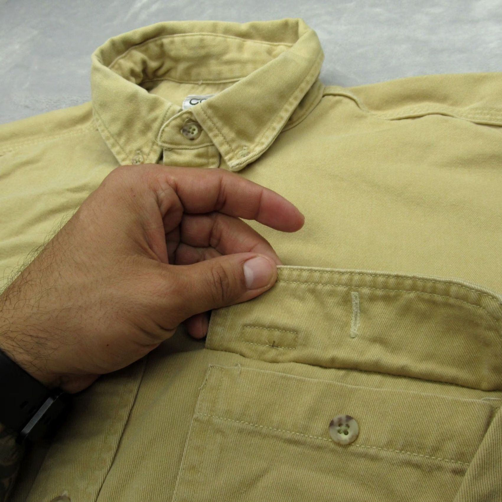Carhartt Carhartt Shirt Mens Medium Beige Canvas Heavyweight Work Relaxed Button-Up Long Sleeve Beige Mens Button-Down Collared Canvas Shirt and Work Shirt Size US M / EU 48-50 / 2 - 4 Thumbnail