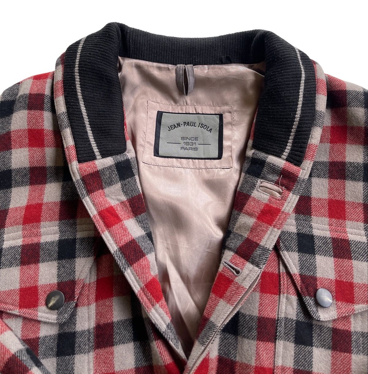 Japanese Brand Jean Paul Isola Red Plaid Bomber Jacket Size US L / EU 52-54 / 3 - 12 Thumbnail