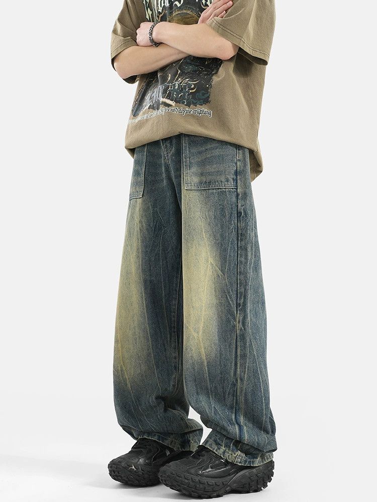Vintage American washed distressed cleanfit straight flared jeans Size US 32 / EU 48 - 2 Thumbnail