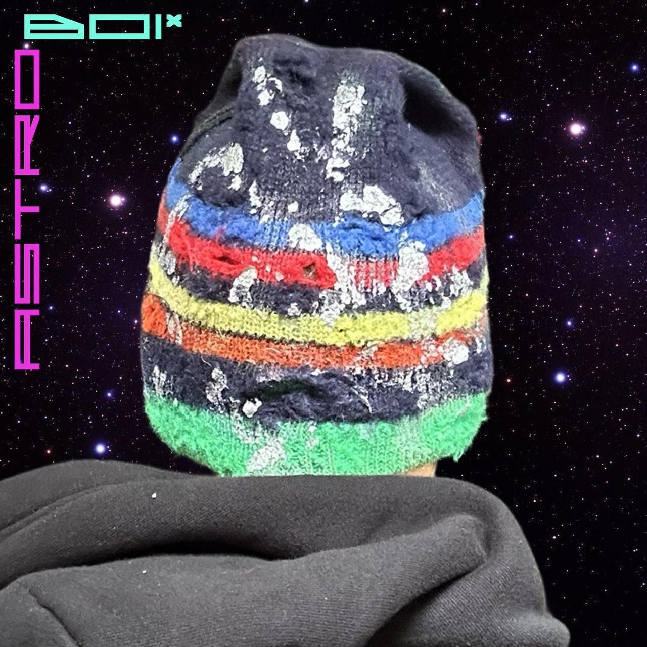 Other ASTROBOI* PRIMARY STRIPES BLUE METALLIC WOOL GRUNGE BEANIE Size ONE SIZE - 5 Thumbnail