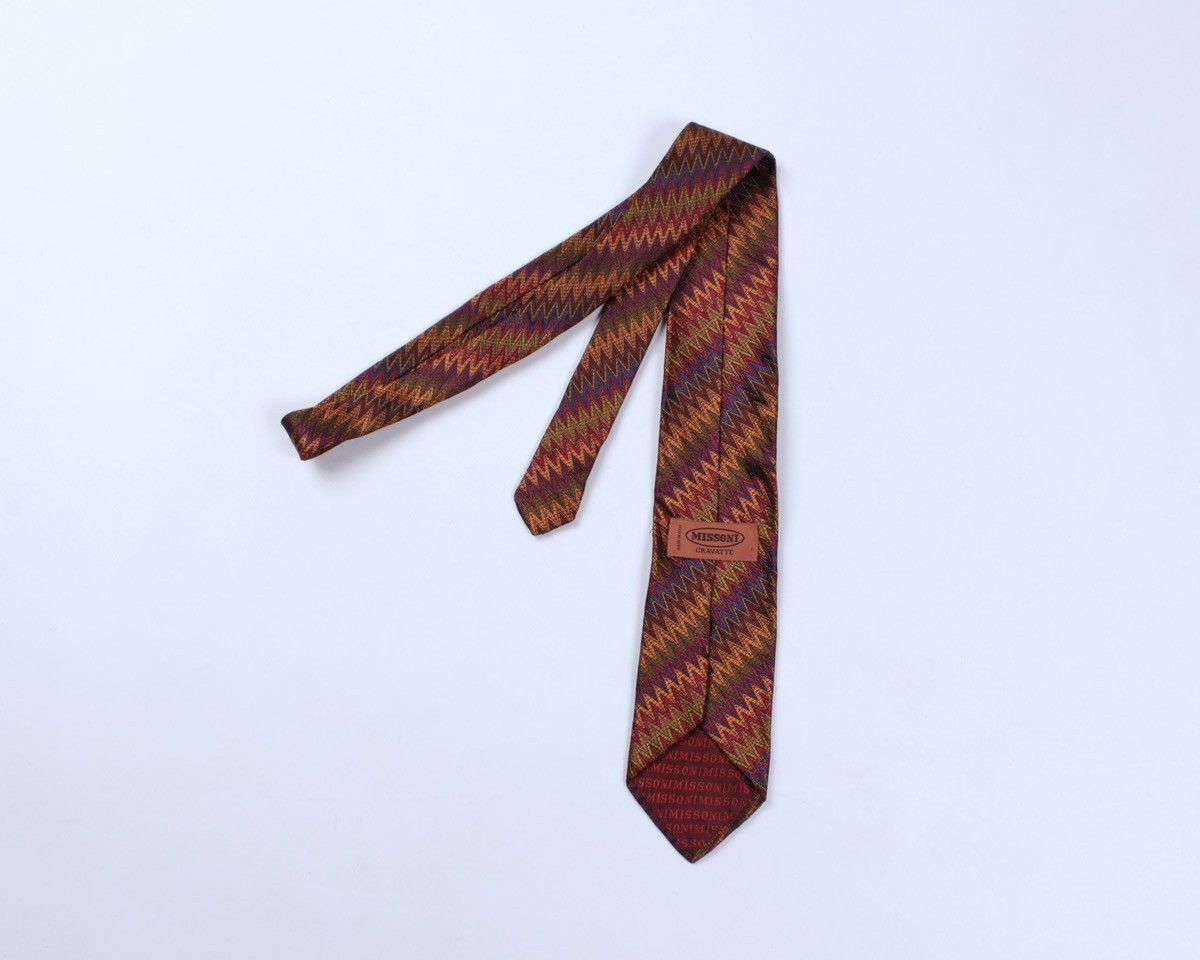 Designer × Missoni × Vintage MISSONI Cravatte Vintage Geometric Zig Zag Chevron Silk Tie Size ONE SIZE - 2 Thumbnail