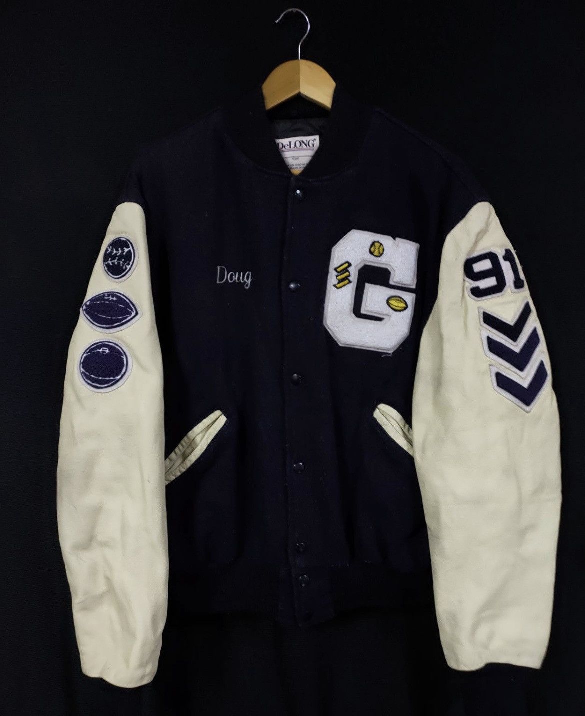 Delong 80’s RARE DELONG SKULL EMBROIDERY VARSITY JACKETS Size US L / EU 52-54 / 3 - 3 Thumbnail