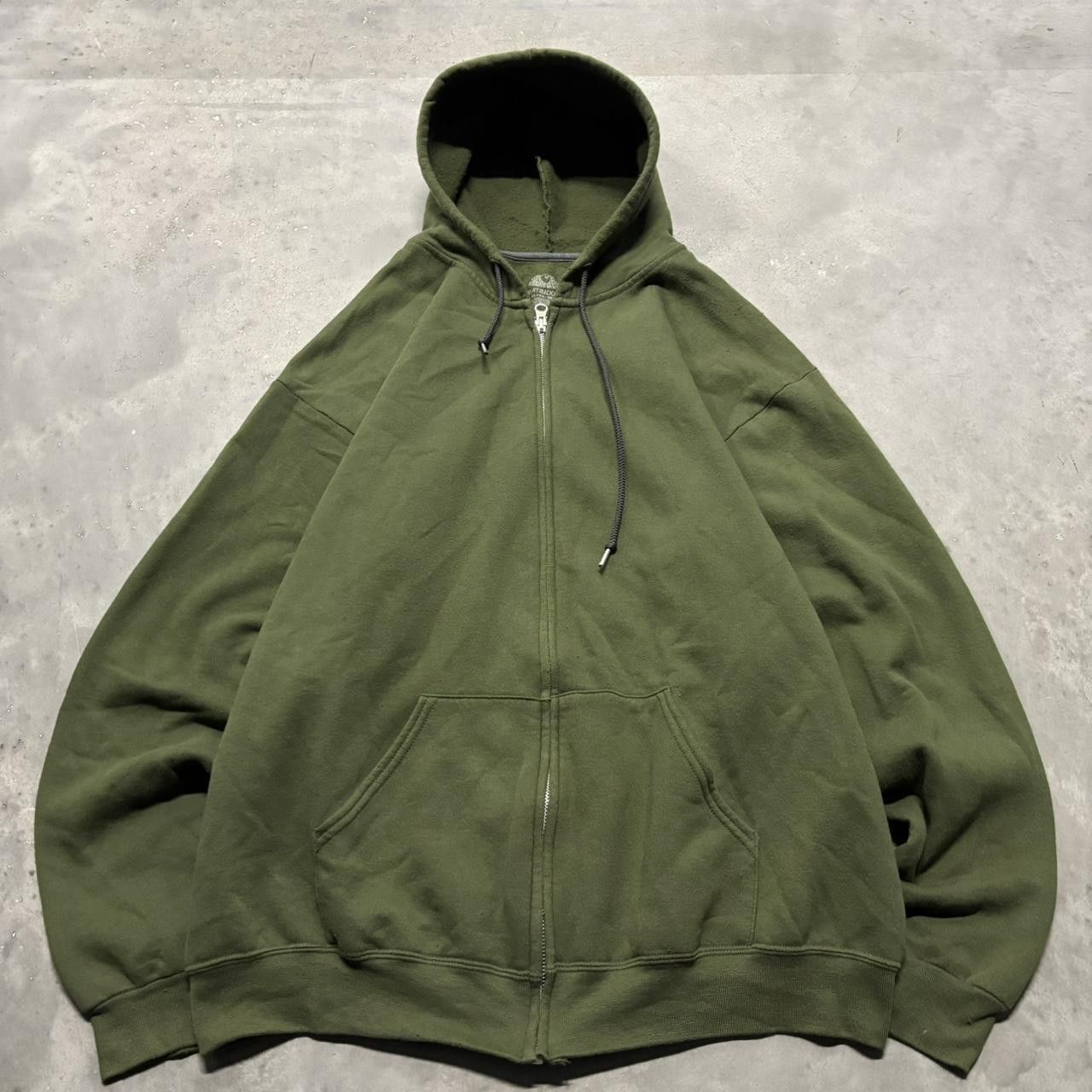 Japanese Brand × Vintage Crazy Vintage Y2K/2000s Moss Green Blank Earth Tone Essential Zip Up Hoodie! Size US XL / EU 56 / 4 - 1 Thumbnail