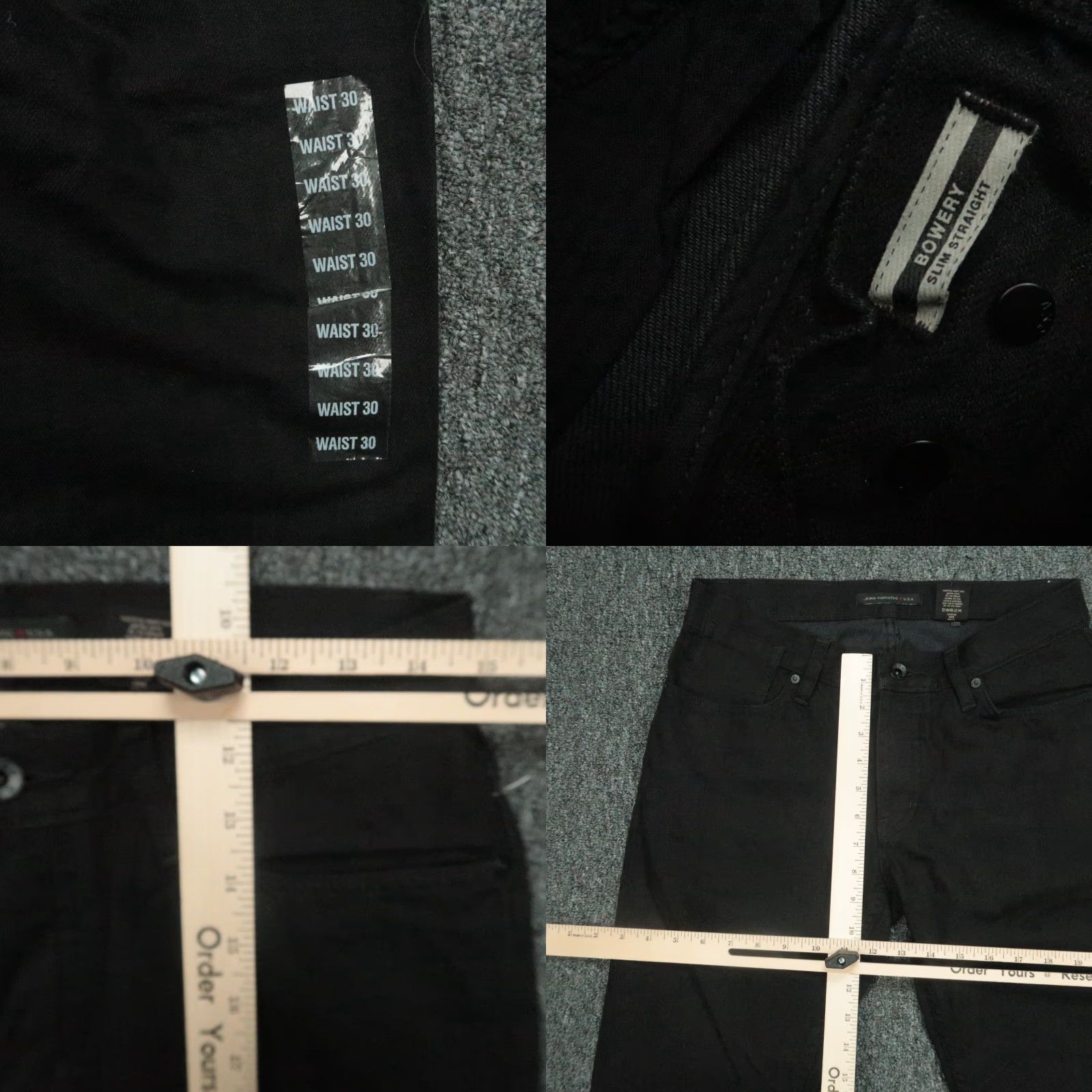 John Varvatos John Varvatos Jeans Mens 30x33 Black Bowery Slim Straight 5 Pocket Denim Size US 30 / EU 46 - 8 Thumbnail