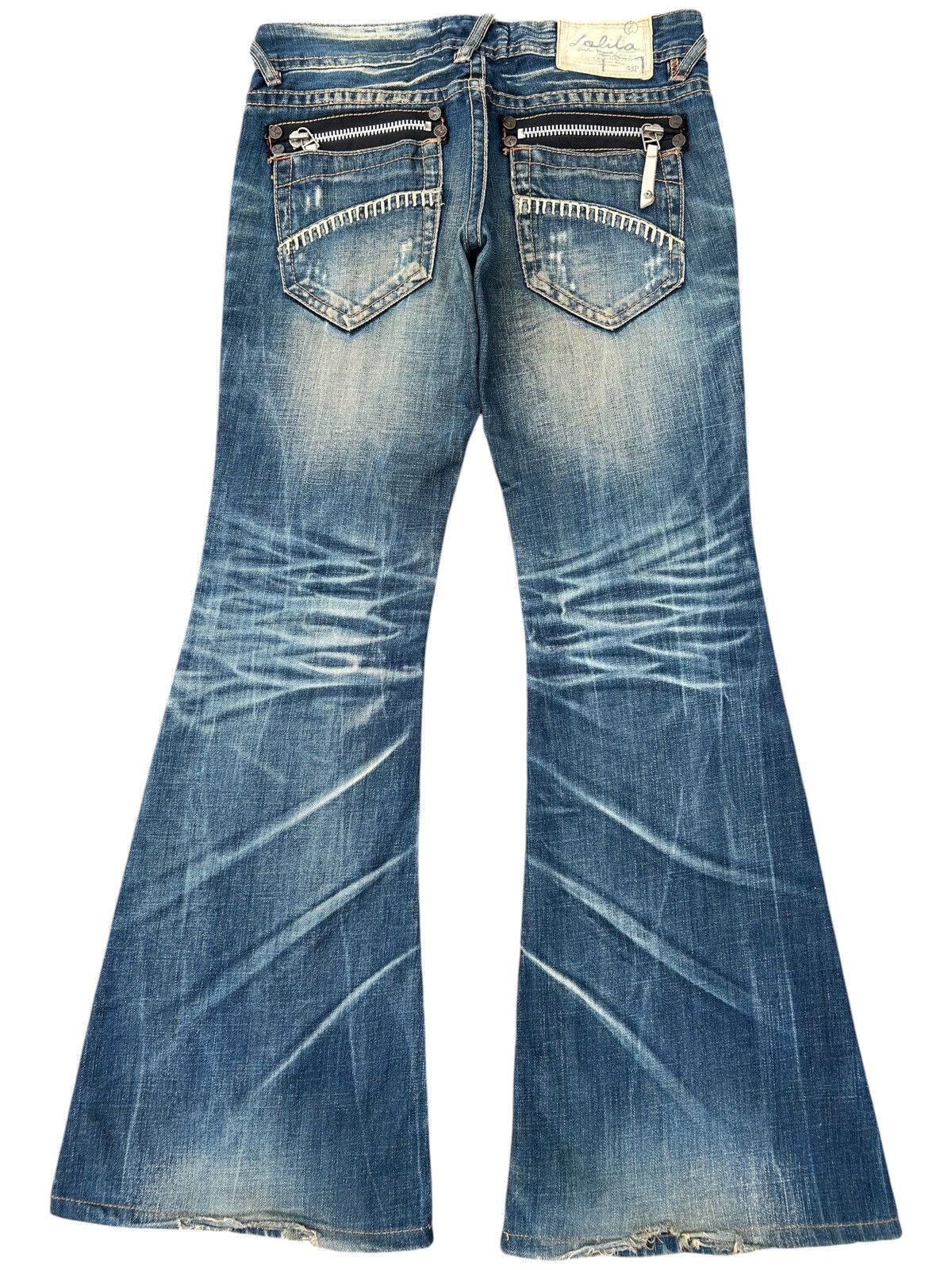 Kapital Flare Yoshitomo Nara Lolita Vintage Distressed Denim Jeans Size US 33 - 1 Thumbnail