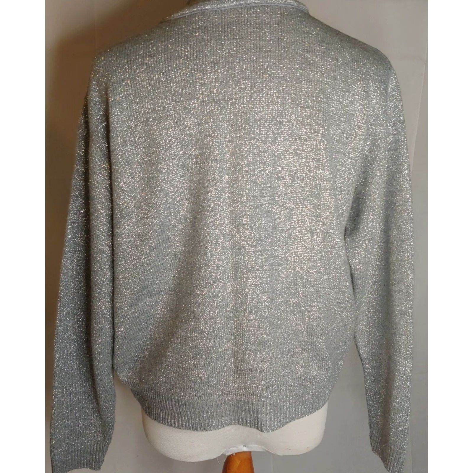 Vintage VINTAGE Willow Ridge Sweater Women Large Sparkly Silver Glitter Sweater Party Size L / US 10 / IT 46 - 5 Thumbnail