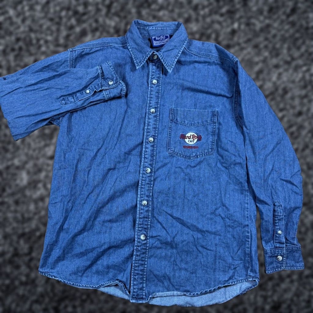 Hard Rock Cafe VTG Hard Rock Cafe Denim Button-Up Shirt Honolulu Hawaii Mens Medium Blue Long Sleeve Button-Up Shirt M Mens Regular Sleeves Denim Shirt Size US M / EU 48-50 / 2 - 1 Thumbnail