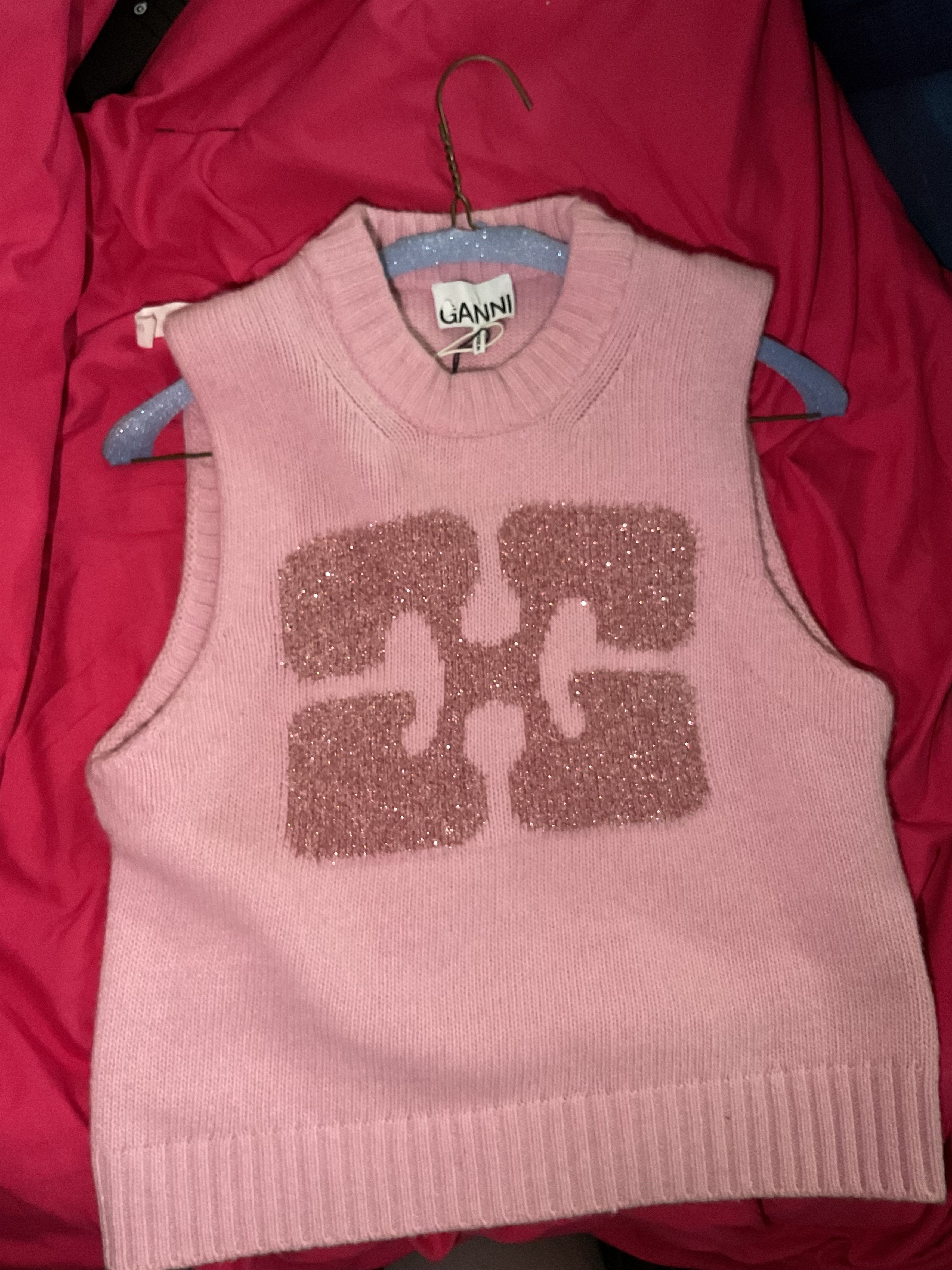 Ganni Glittery logo sleeveless vest Size S / US 4 / IT 40 - 2 Thumbnail